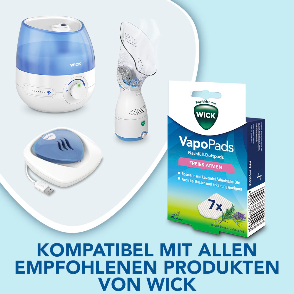 WICK Inhalations-Zusatz »VapoPads Rosmarin & Lavendel - VBR«, (Packung, 7 tlg.), Passen zu unseren Luftbefeuchtern, Inhalatoren & Diffusoren, 7er-Pack