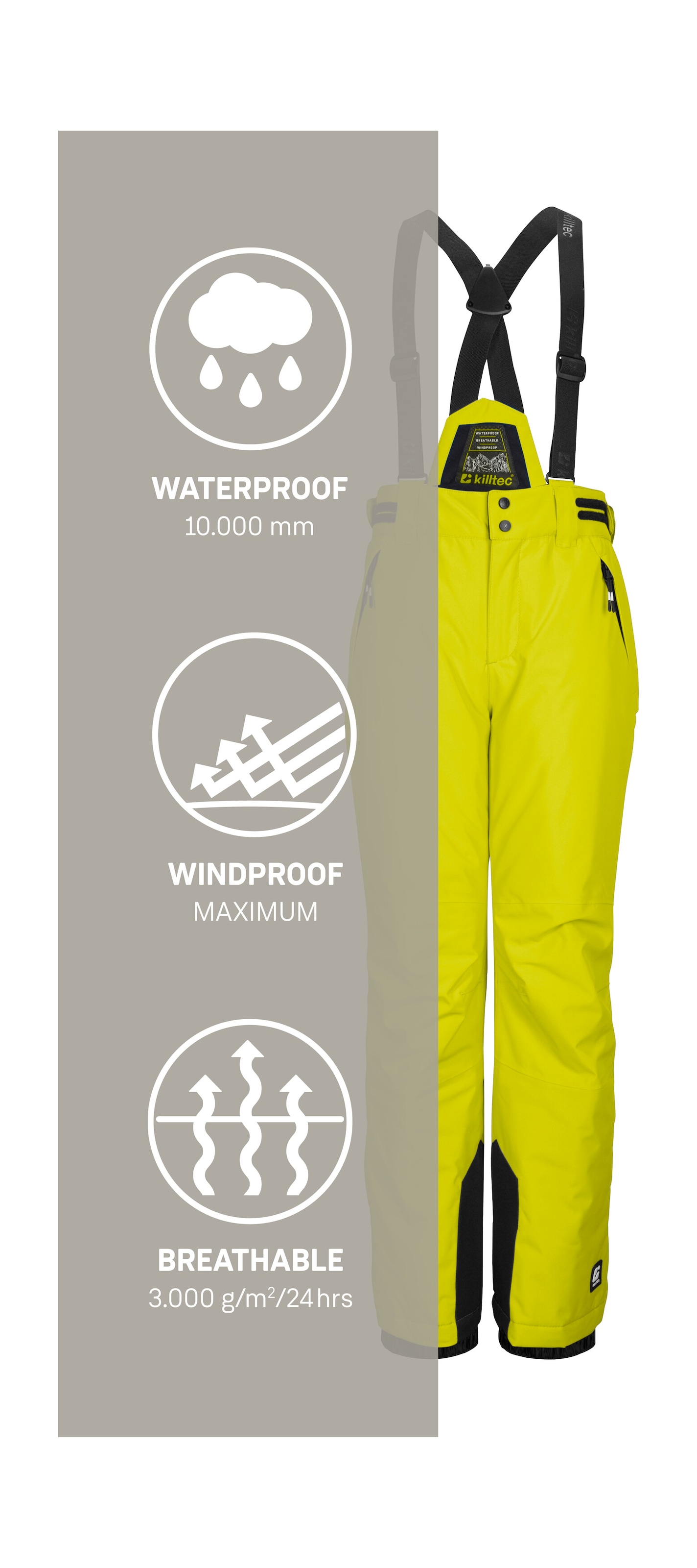 Killtec Skihose »KSW 214 BYS SKI PNTS«, Wasserdichte, atmungsaktive Skihose mit verstellbarem Latz.