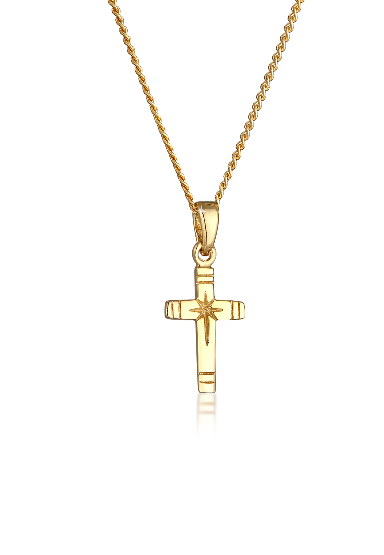 Elli Collierkettchen »Kreuz Anhänger Religion Panzerkette 585er Gelbgold«