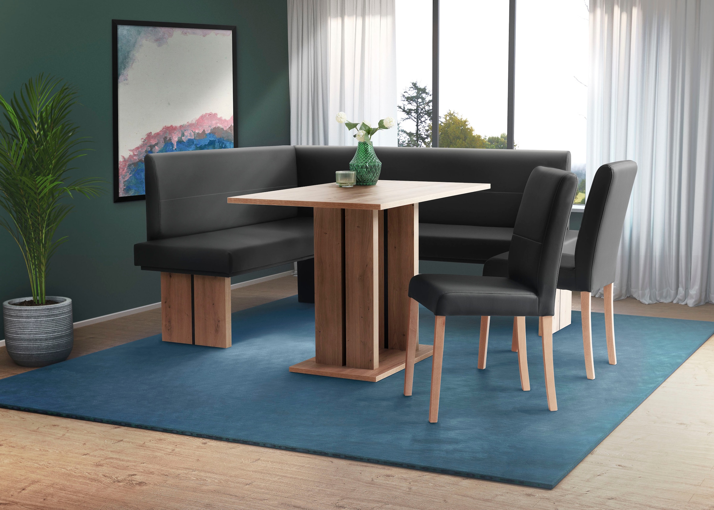 Home affaire Eckbankgruppe »Emma Essgruppe Esszimmer Küche«, (Set, 4 tlg., Eckbank 2 Stühle 1 Tisch), Eckbank Tisch Stühle Landhaus