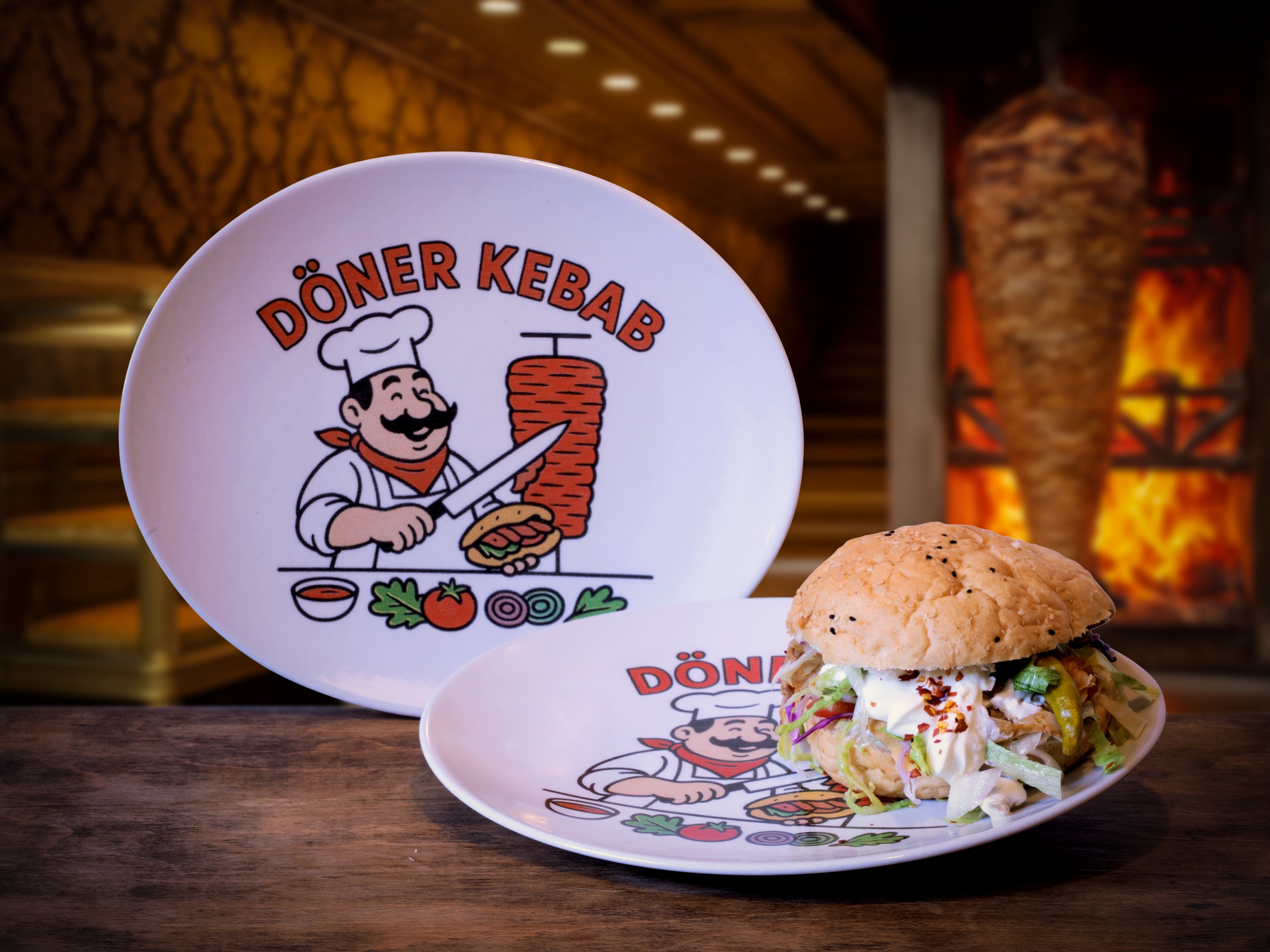 CreaTable Speiseteller »Gourmet, Kebabteller 4-tlg.« Teller Set, Zeitlos, Hochwertiges Porzellan