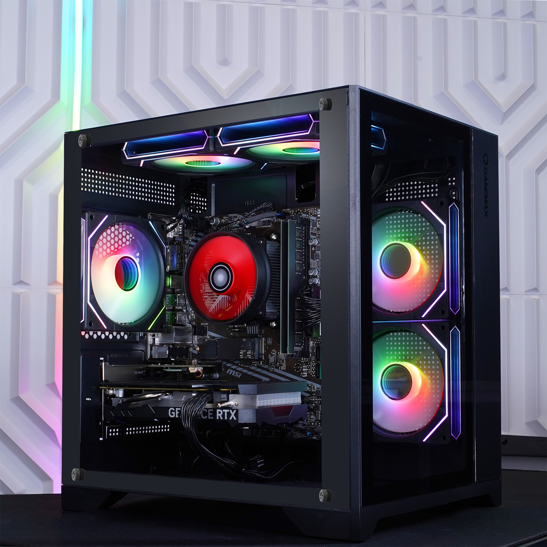 GAMEMAX Gaming-PC-Komplettsystem »MegaDeal Infinity Mini BK 2700 Ryzen 7 5700X RTX 5060Ti 16GB 1TB SSD« 32 ″ AMD Ryzen 7 GeForce RTX™ 5060 Ti 16 GB RAM 1.000 GB SSD