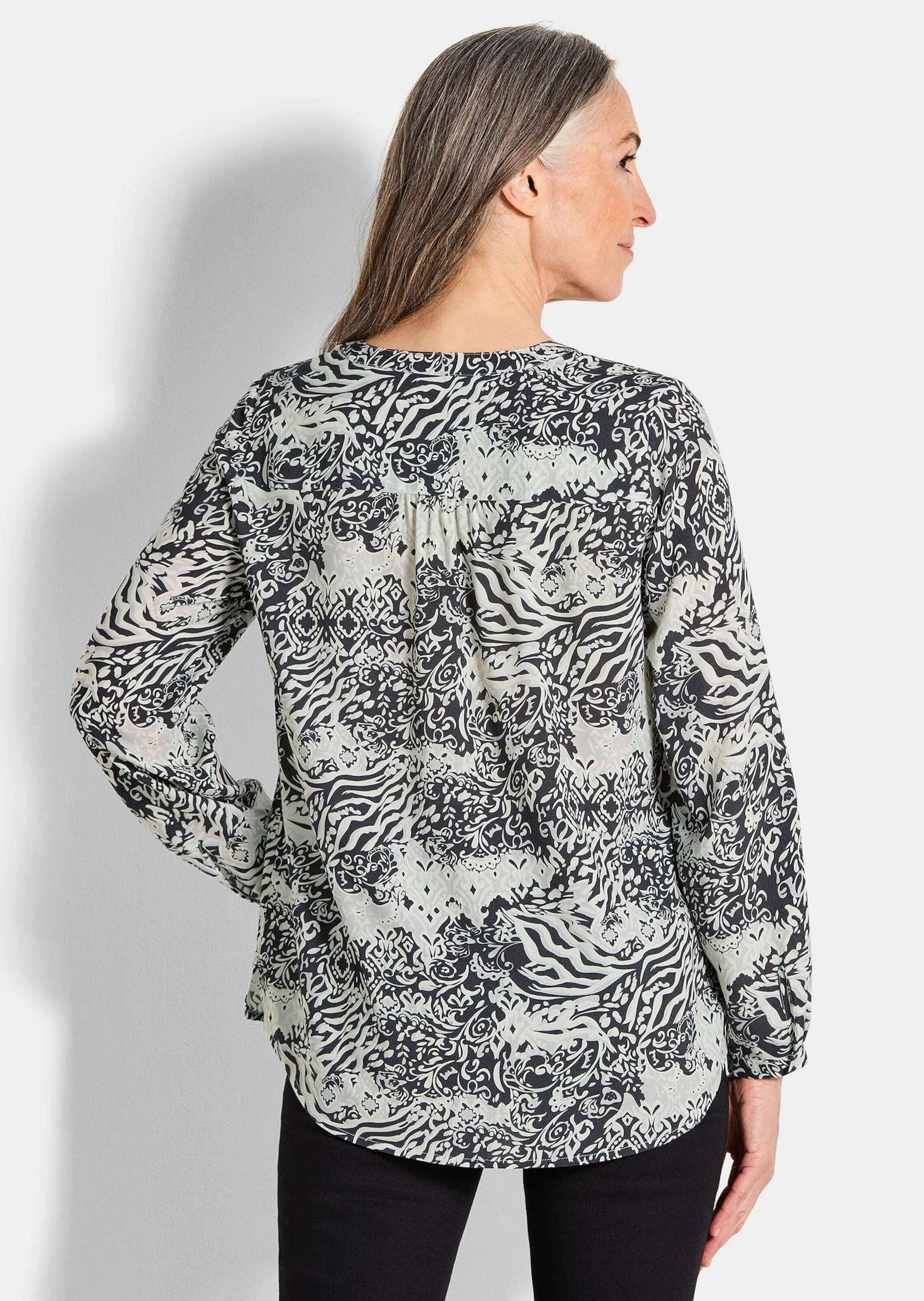GOLDNER Schlupfbluse »Langarmbluse mit V-Ausschnitt, Print«