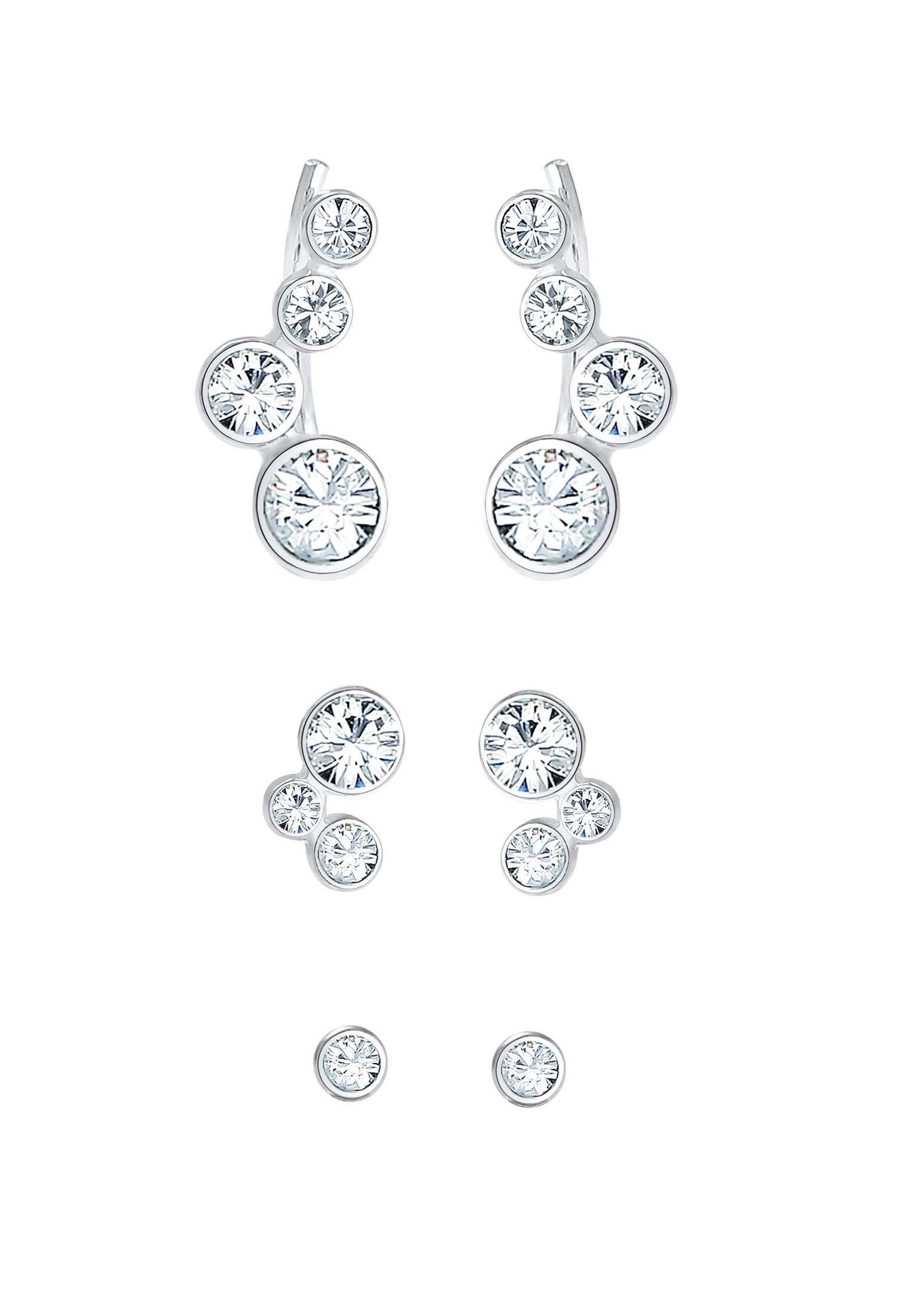 Elli Ohrstecker-Set »Ohrringe Climber Stecker Kristalle Set (3 tlg) 925 Silber«