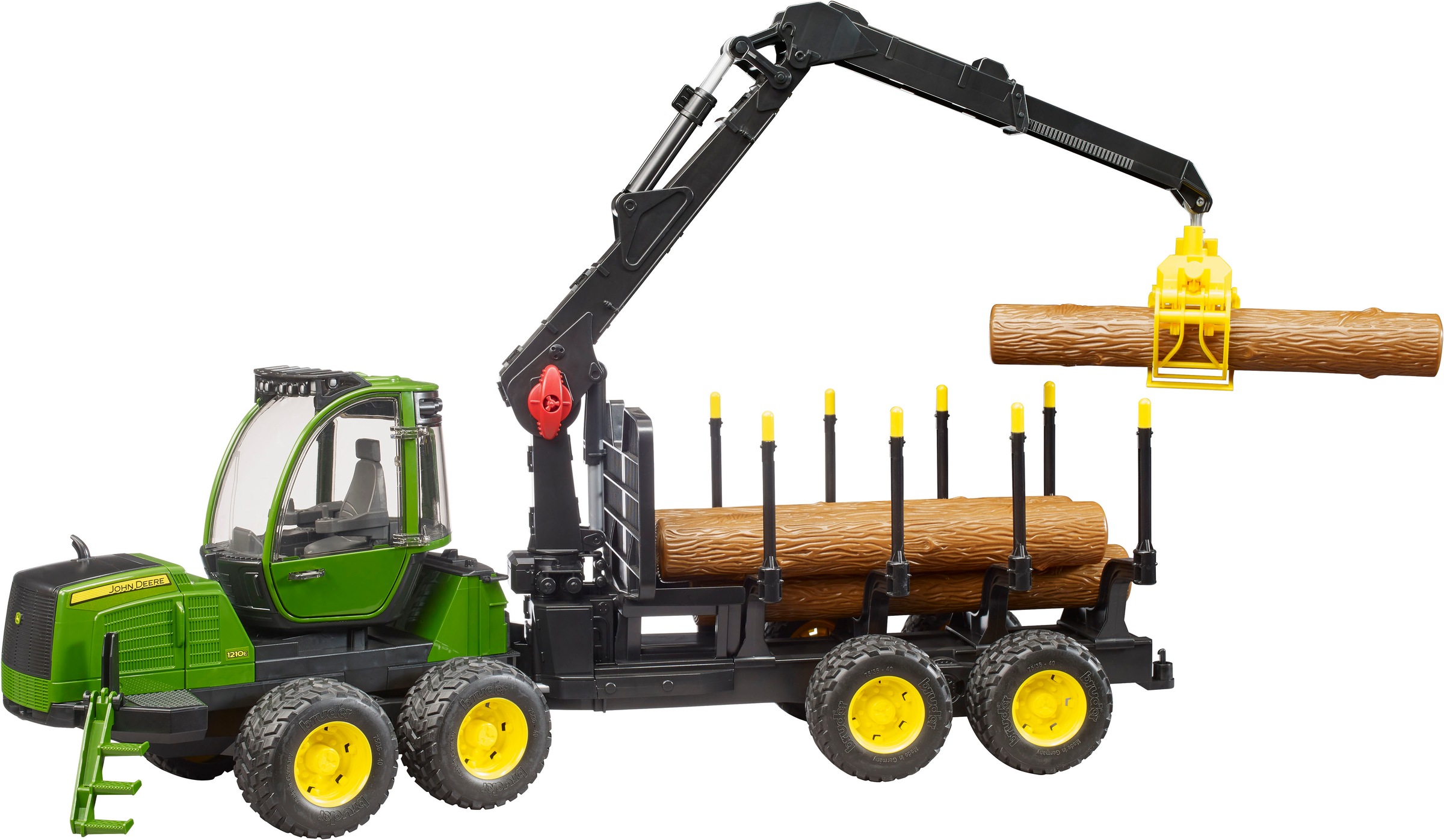 Bruder® Spielzeug-Traktor »John Deere 1210E Rückezug m.Holzgreifer/Baumstämme (02133)« Made in Europe