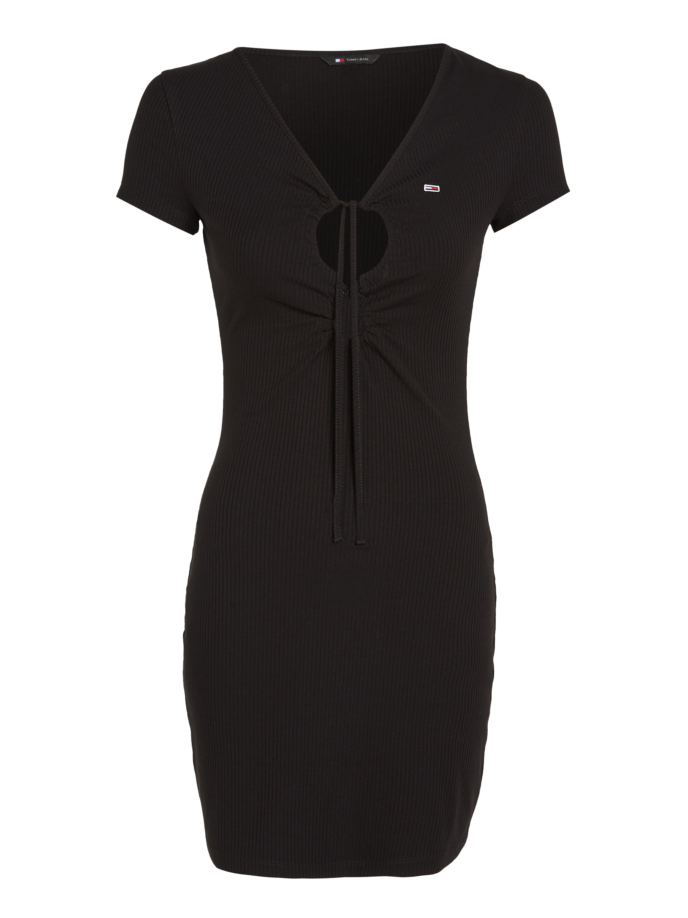 Tommy Jeans Jerseykleid »TJW TIE GATHERING RIB DRESS«, mit Tommy Jeans Markenlabel