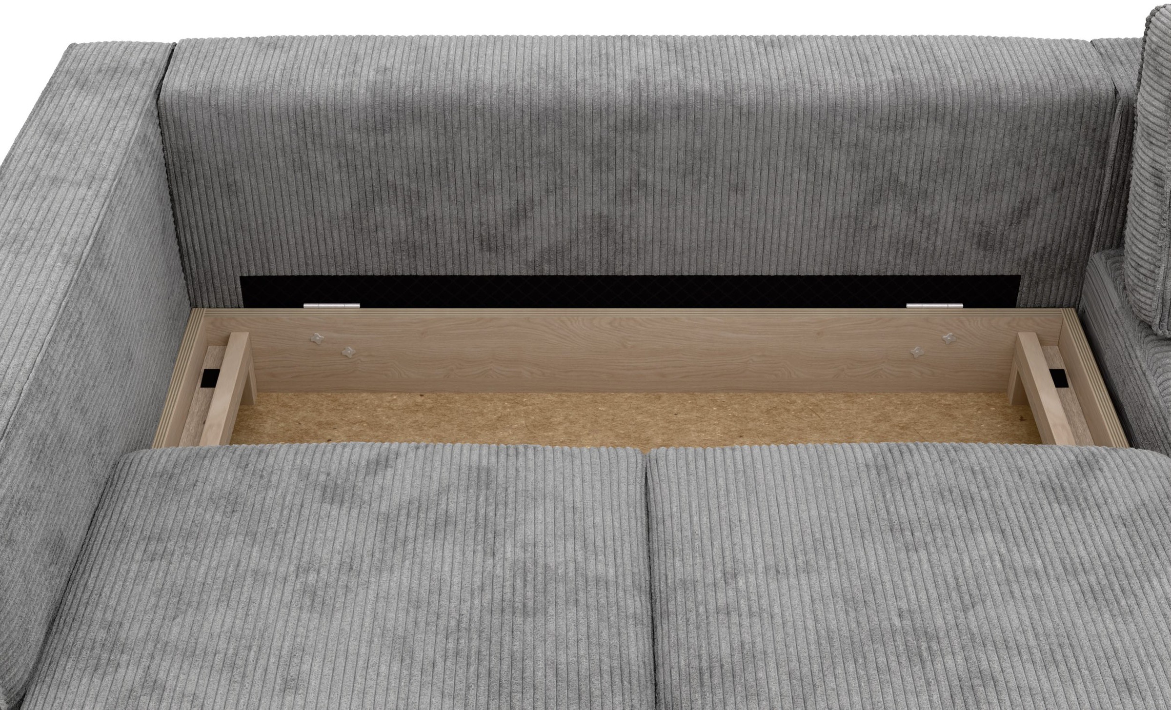 TRENDMANUFAKTUR Ecksofa »Watkins, Couch wahlweise mit Schlaffunktion & Bettkasten, auch in Cord«, Recamiere beidseitig montierbar, Breite 232 cm