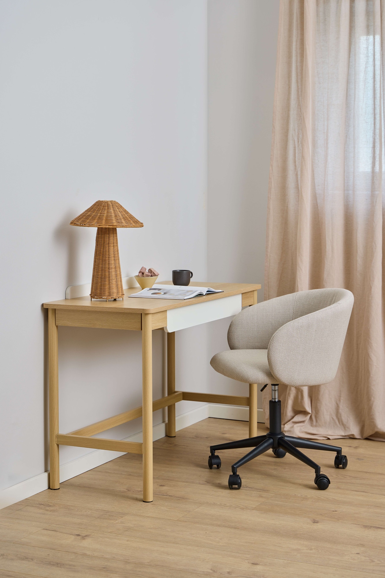 ACTONA GROUP Schreibtisch »Alpena, Arbeitstisch, Bürotisch, Tisch« Breite 120 cm, skandinavischer Stil, Holzoptik, beige, Schublade, FSC™