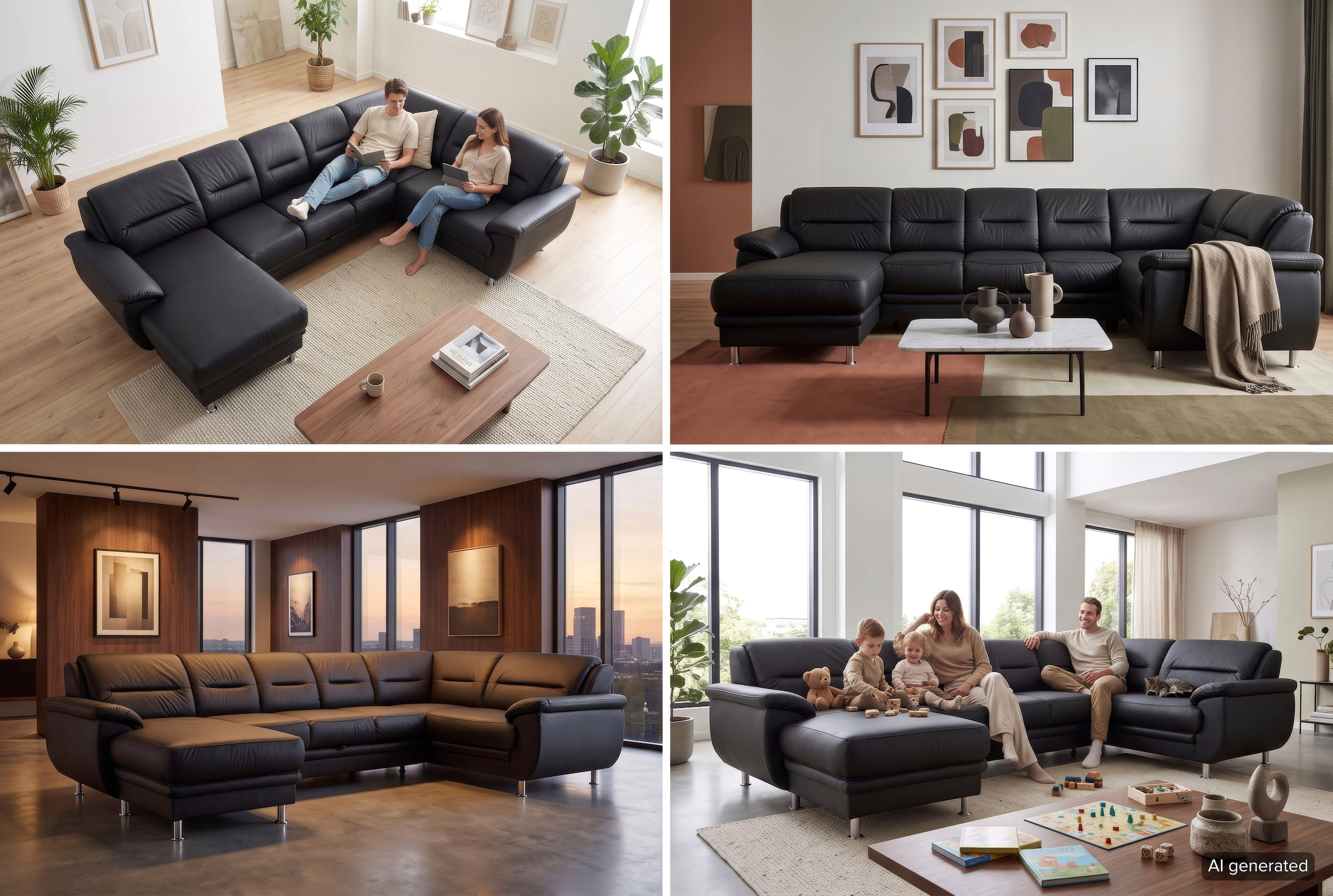 sit&more Wohnlandschaft »Mailand U-Form, B: 312 cm, XXL-Couch mit Komfortpolsterung« optional Schlaffunktion, Liegefl. 122x247 cm, diverse Lederqualitäten