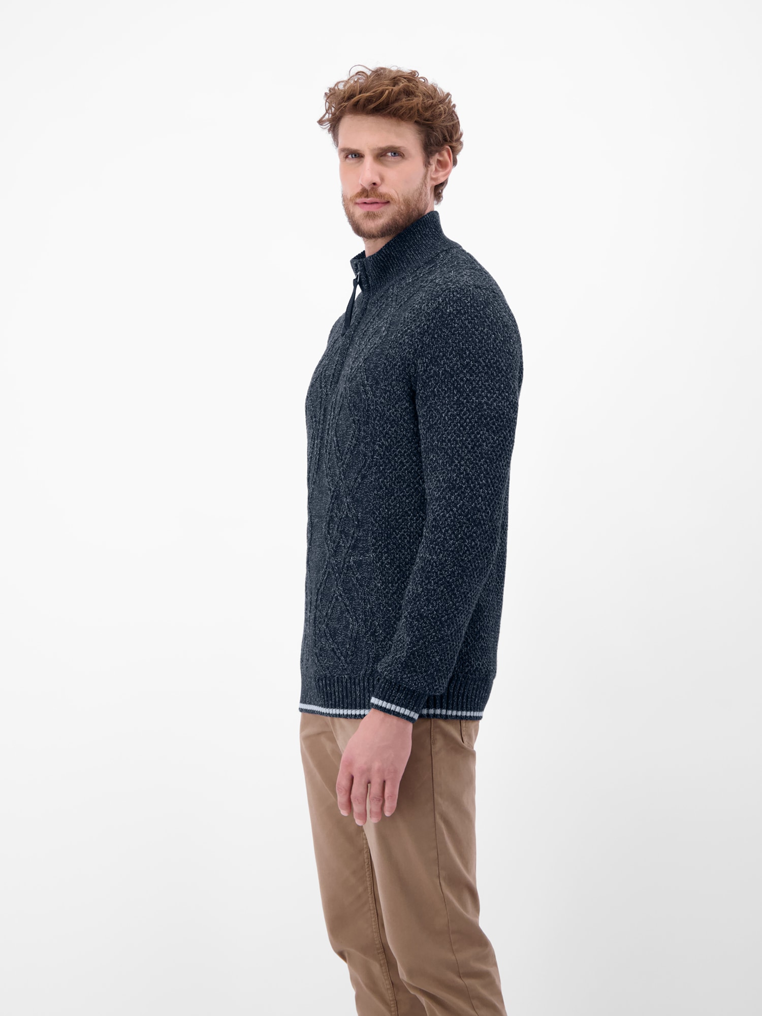 LERROS Strickpullover »Strickpullover mit Zopfmuster und Troyerkragen«