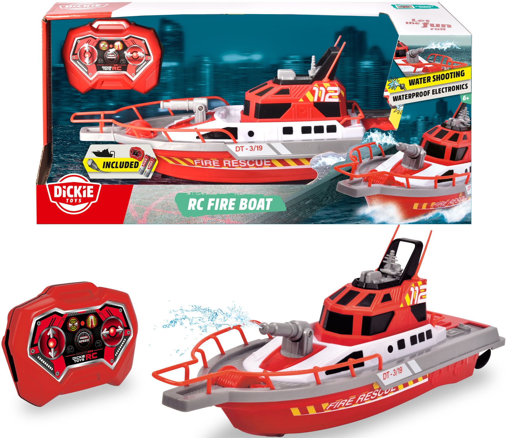 RC-Boot »Feuerwehrboot«, mit Wasserspritzfunktion und Fernbedienung