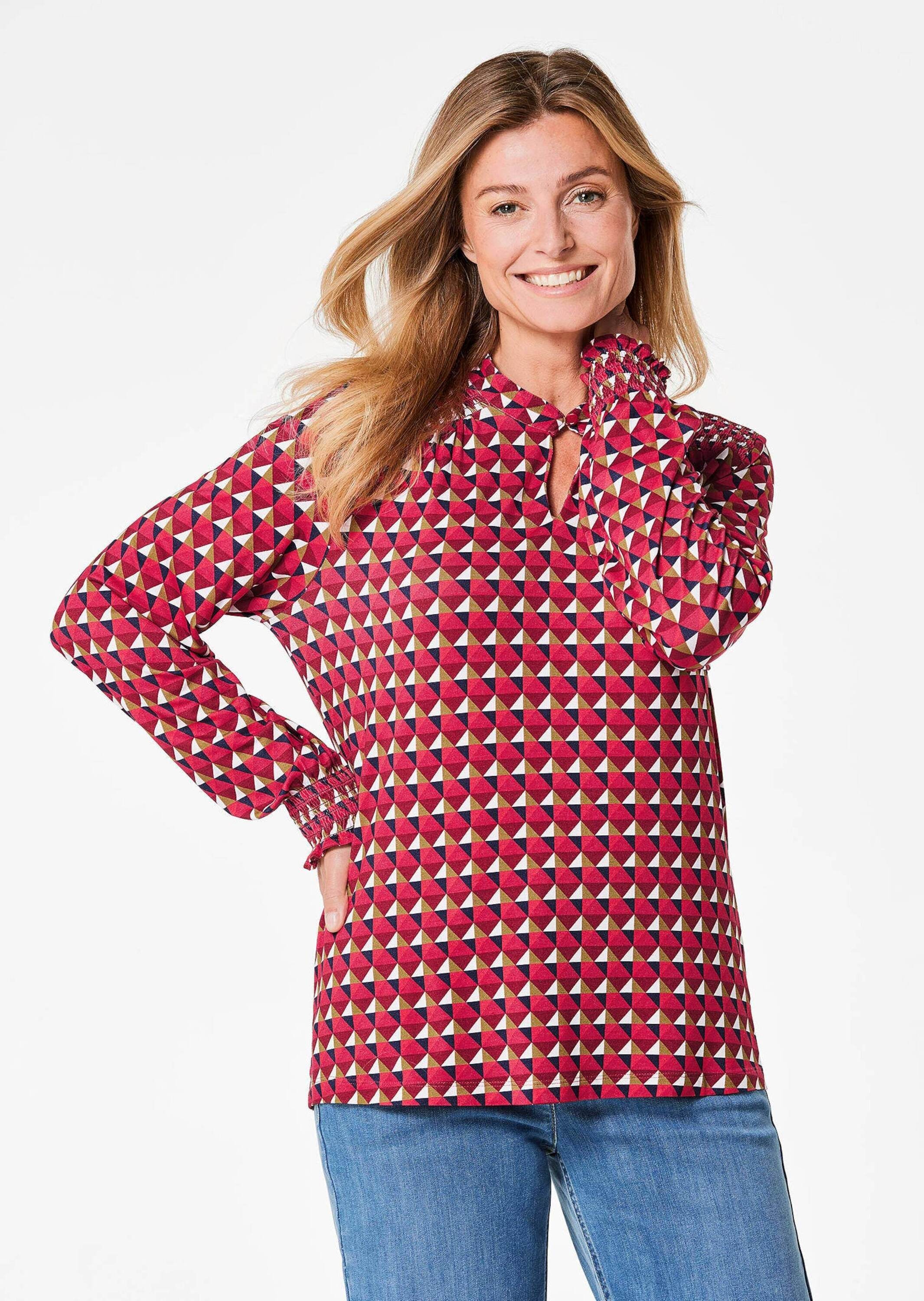 GOLDNER Langarmbluse »Jerseybluse Jerseybluse mit modischen Smok-Details«