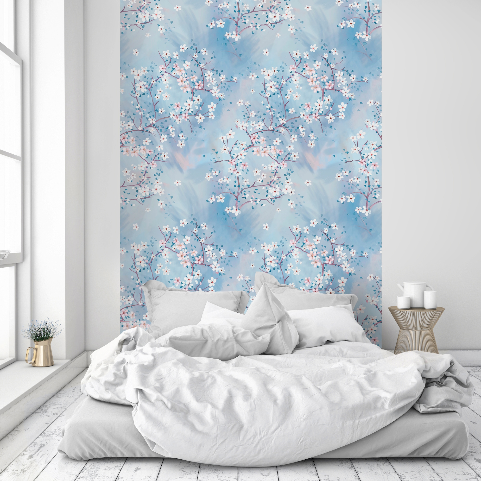 queence Vinyltapete »Milana«, bedruckt-Motiv-botanisch-floral-gemustert-natürlich, 90x250cm, selbstklebend, kinderleichte Anbringung, Sticker