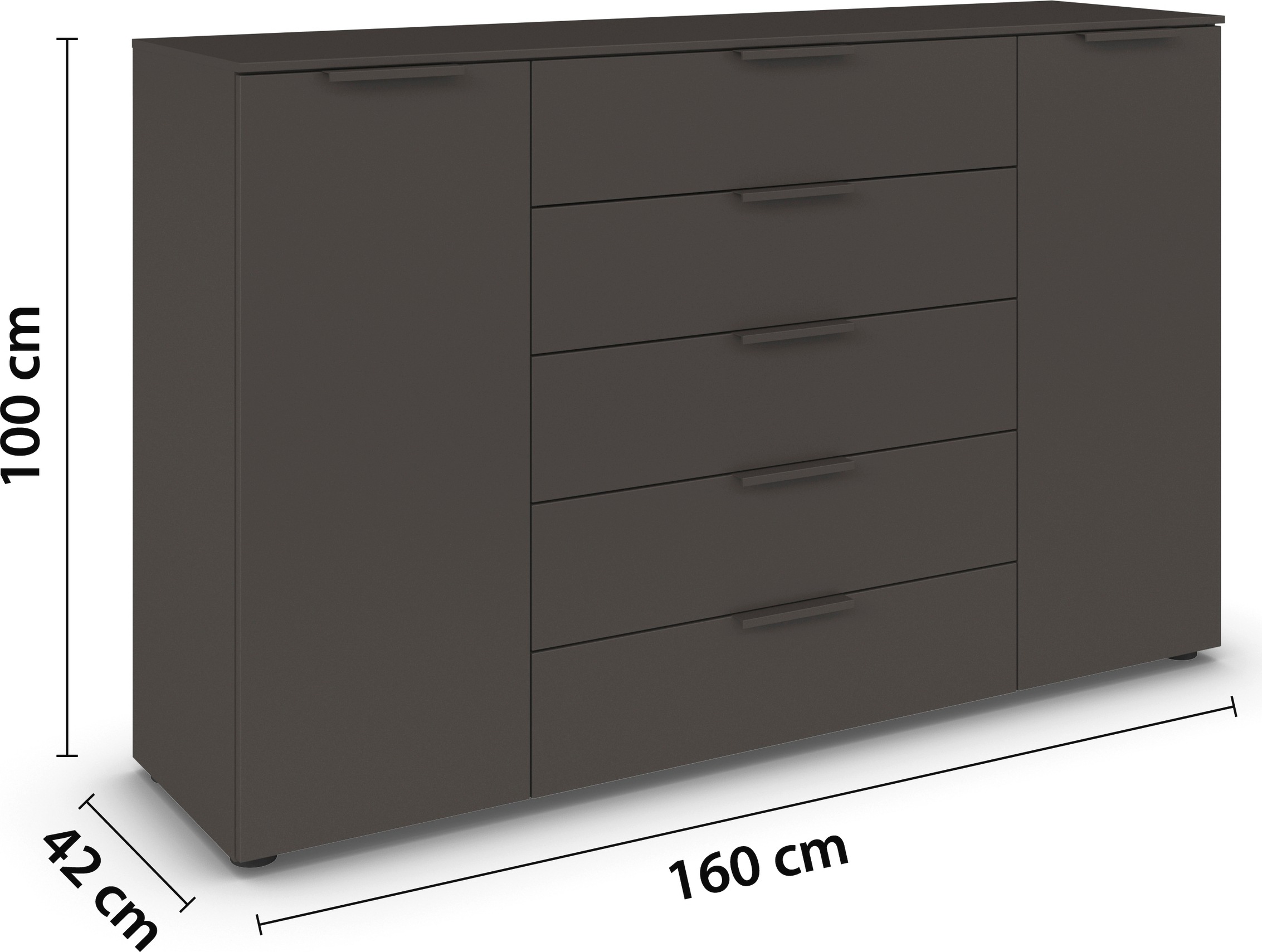 rauch Kommode »Flipp Schubladenkommode Wäscheschrank Schrank Bestseller«, 2-türig mit 5 Schubladen und Soft-Close-Funktion in zwei Breiten