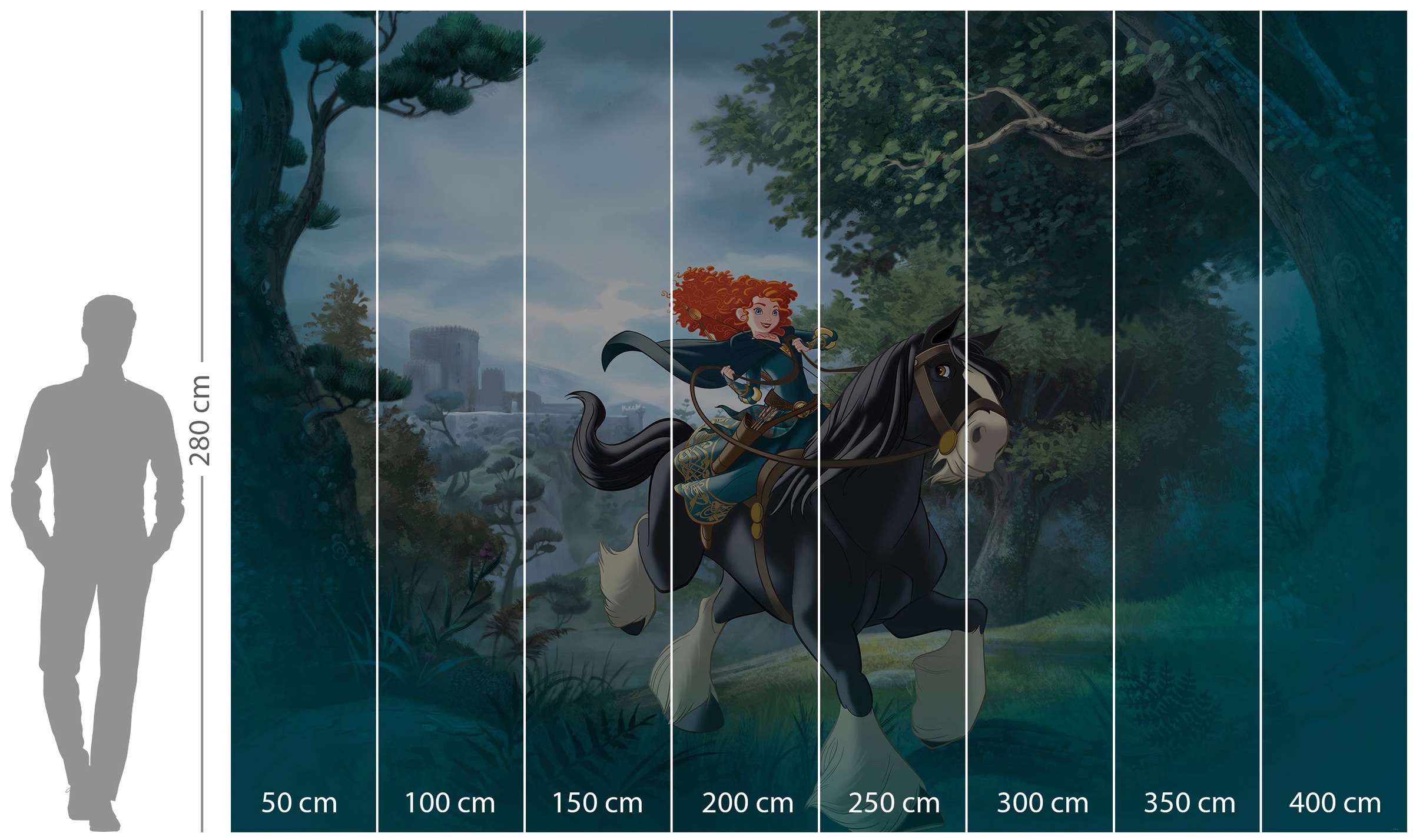 Komar Vliestapete »Digitaldruck Vlies - Merida Riding - Größe 400 x 280 cm«, bedruckt, Kinderzimmer