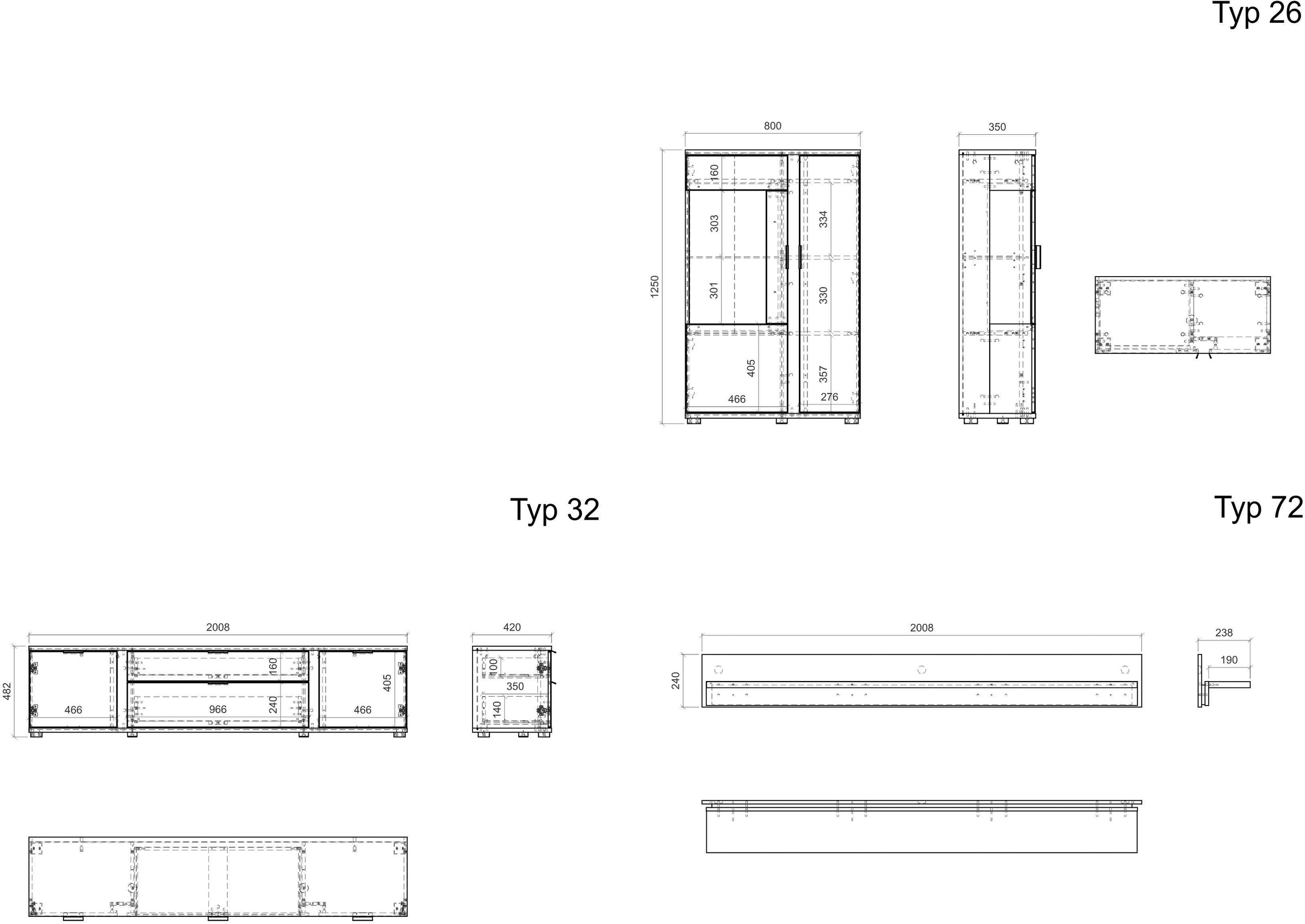 INOSIGN Wohnwand »LONG ISLAND«, (Set, 3 St.), in moderner Trendfarbe,inklusive senkrechter Beleuchtung,Breite 290 cm