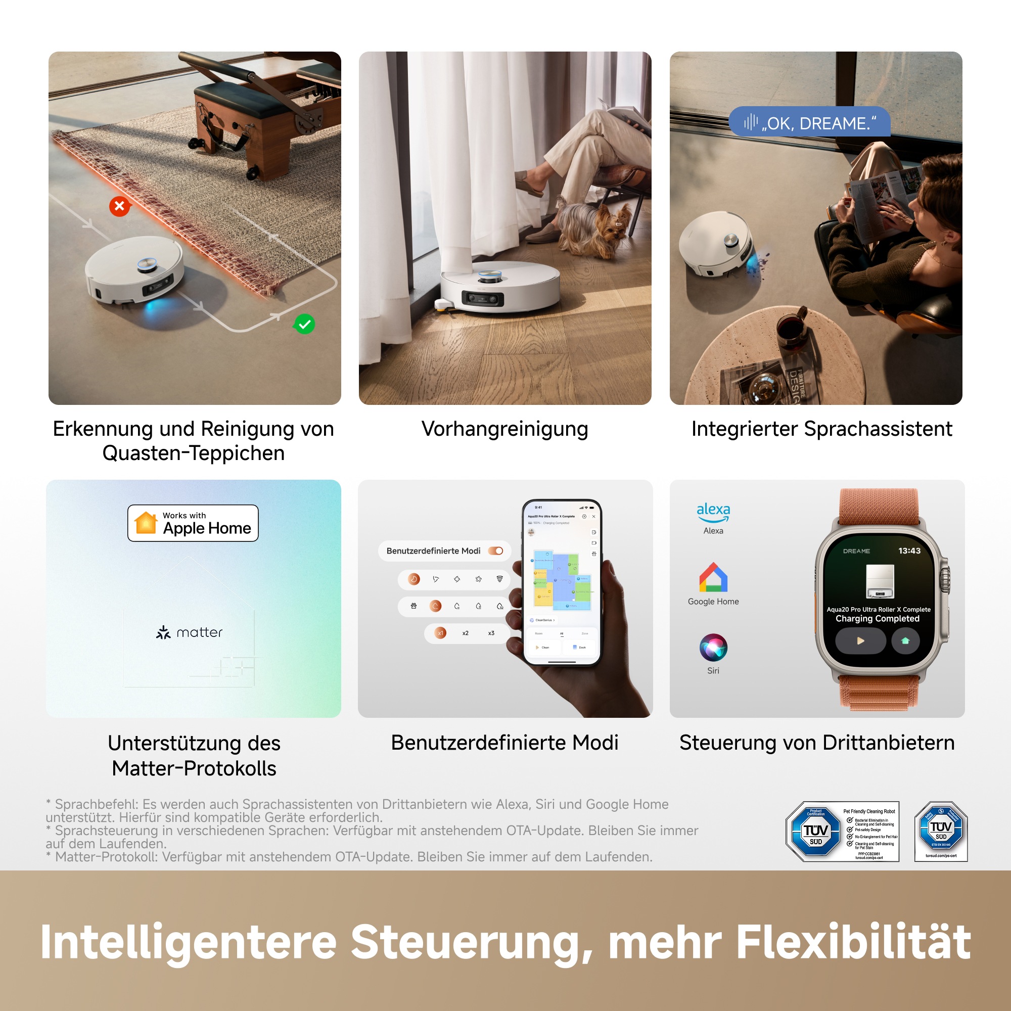 Dreame Nass-Trocken-Saugroboter »Aqua20 Pro Ultra Roller X Complete White« Vollautomatische Absaugstation, App-Steuerung