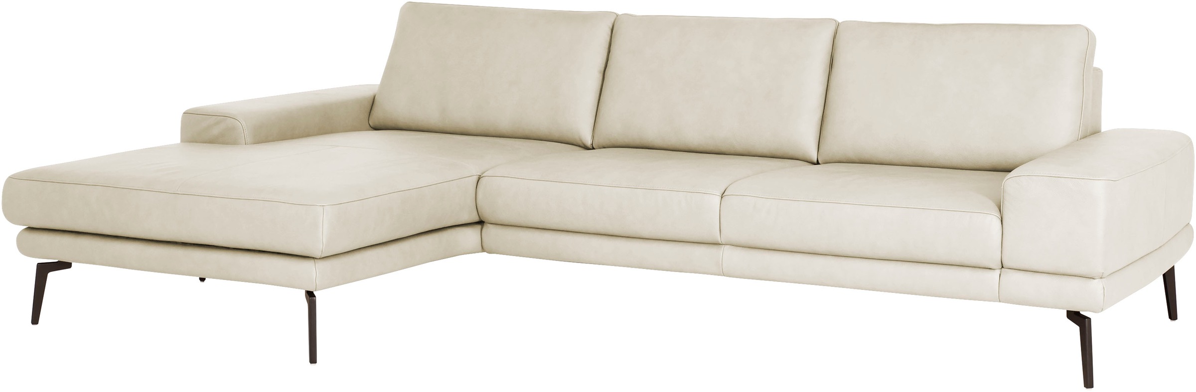 Die PlanBar Ecksofa »PN-EM20061; wahlweise frei im Raum stellbar« wahlweise mit echt bezogenem Rücken und Sitztiefenverstellung