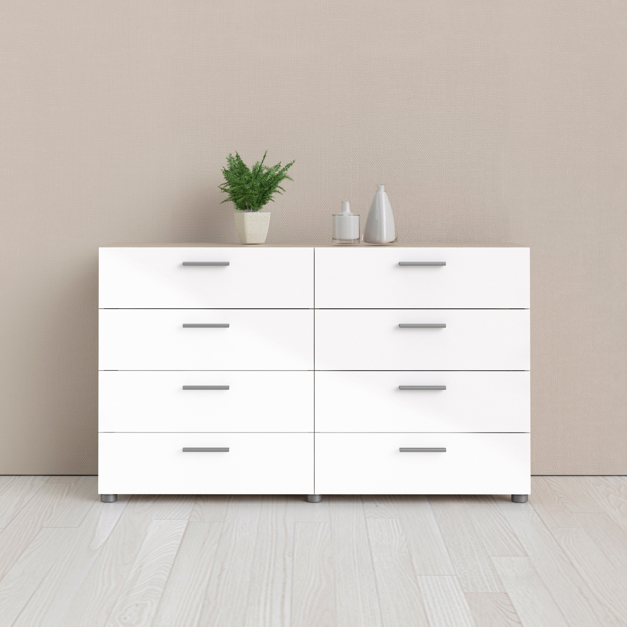 Home affaire Kommode, mit acht Schubkästen und edlen Kunststoff Griffleisten, in verschiedenen Farbvarianten, Breite 140 cm