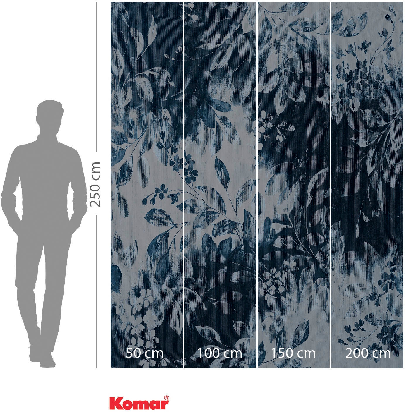 Komar Vliestapete »Digitaldruck Vlies - Idyllic Indigo - Größe 200 x 250 cm«, bedruckt, Wohnzimmer, Schlafzimmer