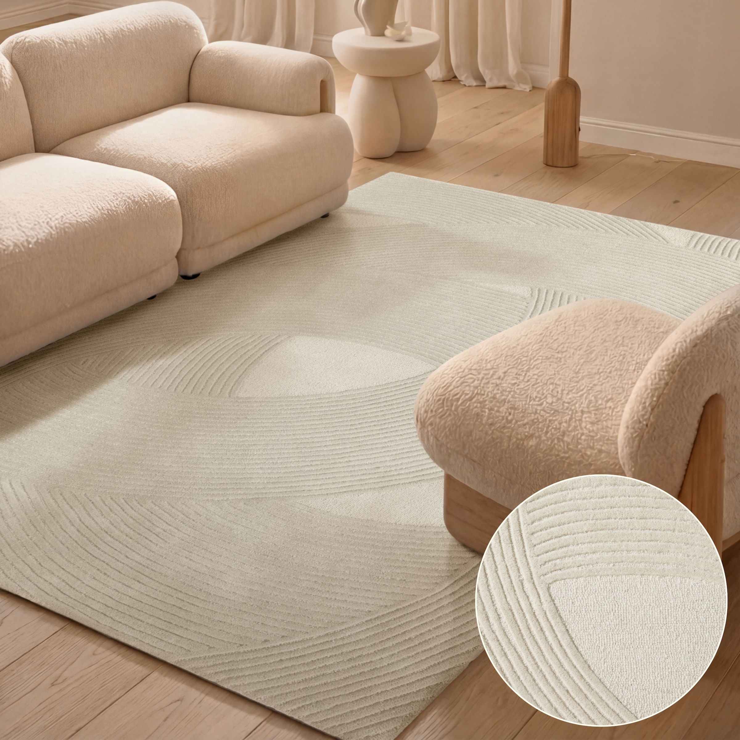 Ted Baker Wollteppich »Victoria  , auch in rund« rechteckig 18 mm Höhe Naturteppich Wolle, Hoch-Tief-Design, Wohnzimmer, Schlafzimmer