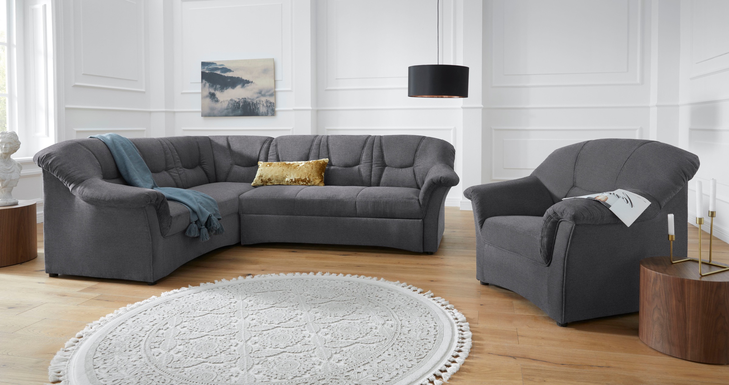 DOMO collection Ecksofa »Sarafina zeitlos und komfortabel, optional mit Federkern, L-Form«, wahlweise mit Bettfunktion