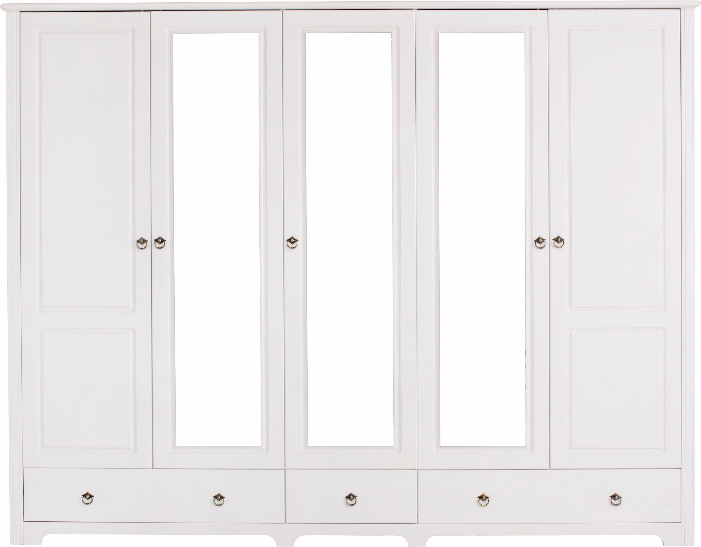 Home affaire Kleiderschrank »Hugo«, (3 Breiten: 106/200/245 cm H/T ca. 190/58 cm), aus massiver Kiefer im Landhausstil, mit Spiegel