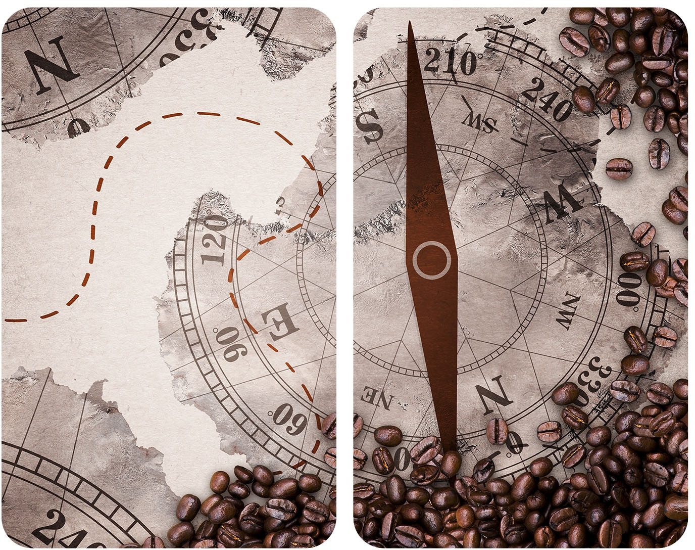 Herd-Abdeckplatte "Universal Kompass", Glas Kunststoff, (Set, 2-tlg.)