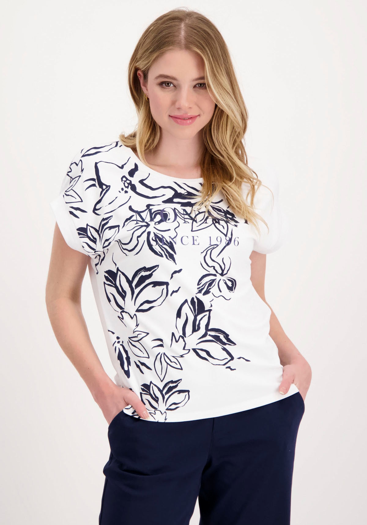 Monari Rundhalsshirt, mit Blumenprint bestellen bei online OTTO