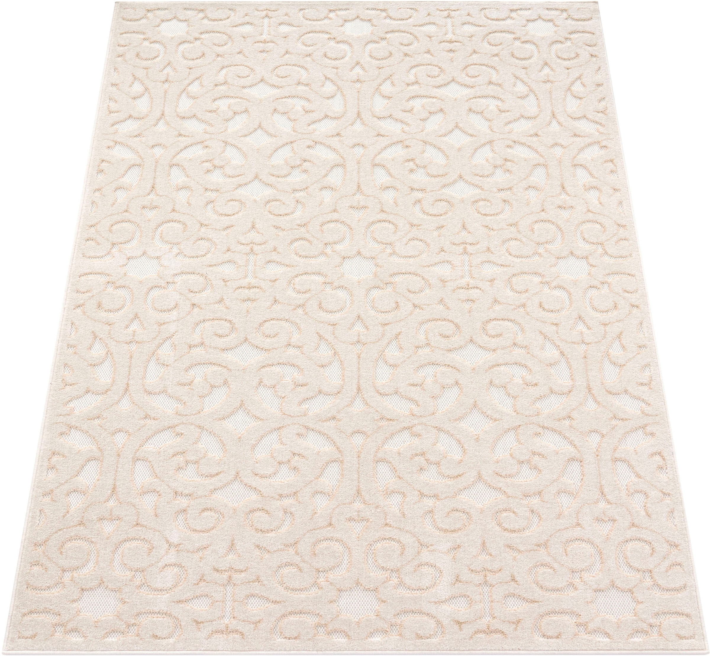 Paco Home Teppich Outdoor Uni-Farben, geeignet bei boho, OTTO Ornamente, rechteckig, Hoch-Tief bestellen »Cotton Effekt, 234«