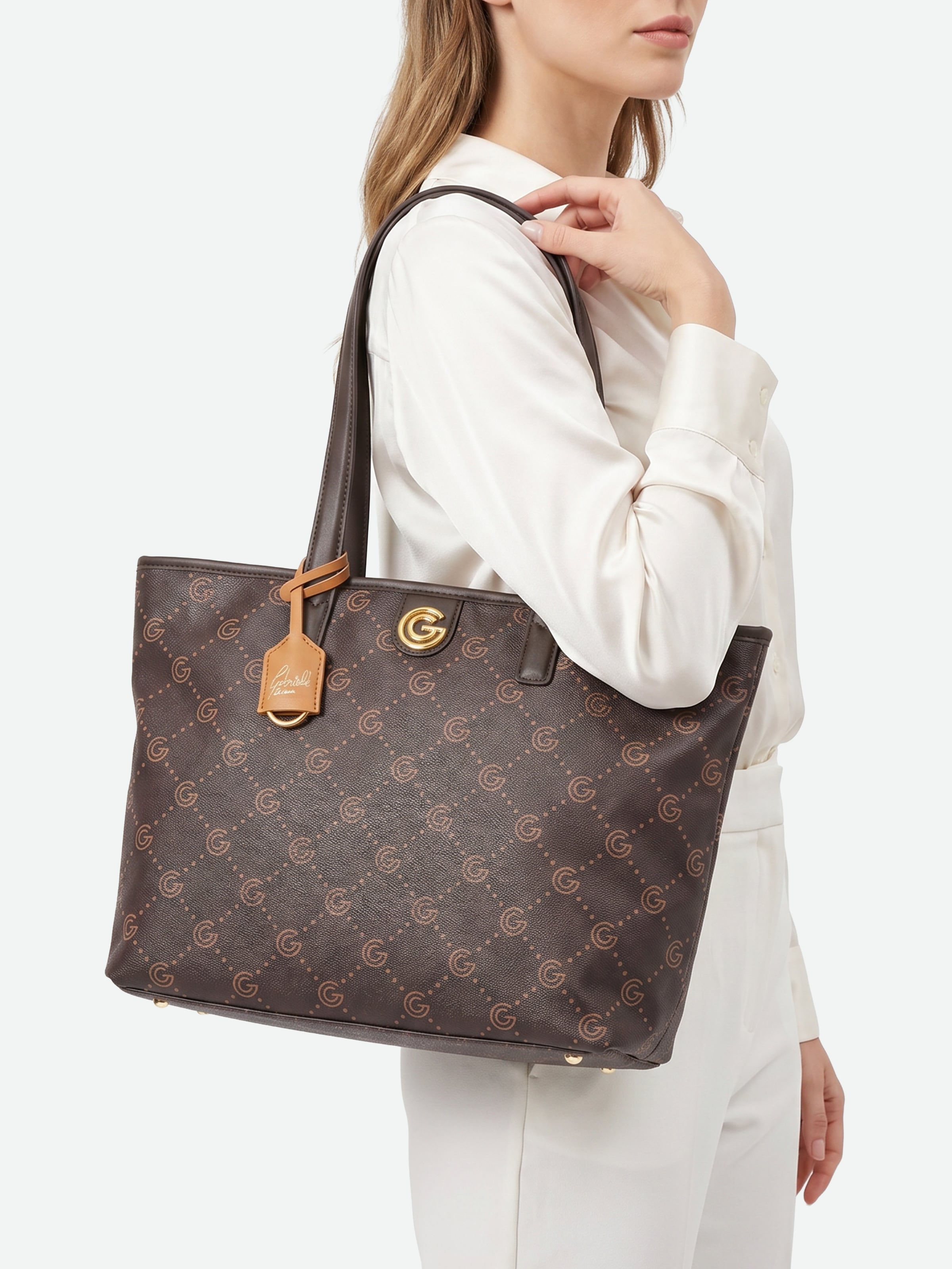 Gabriella GUCCI Shopper »TIZIANA« Damen Umhängetasche, Handtasche, Tragetasche mit Logoverzierung