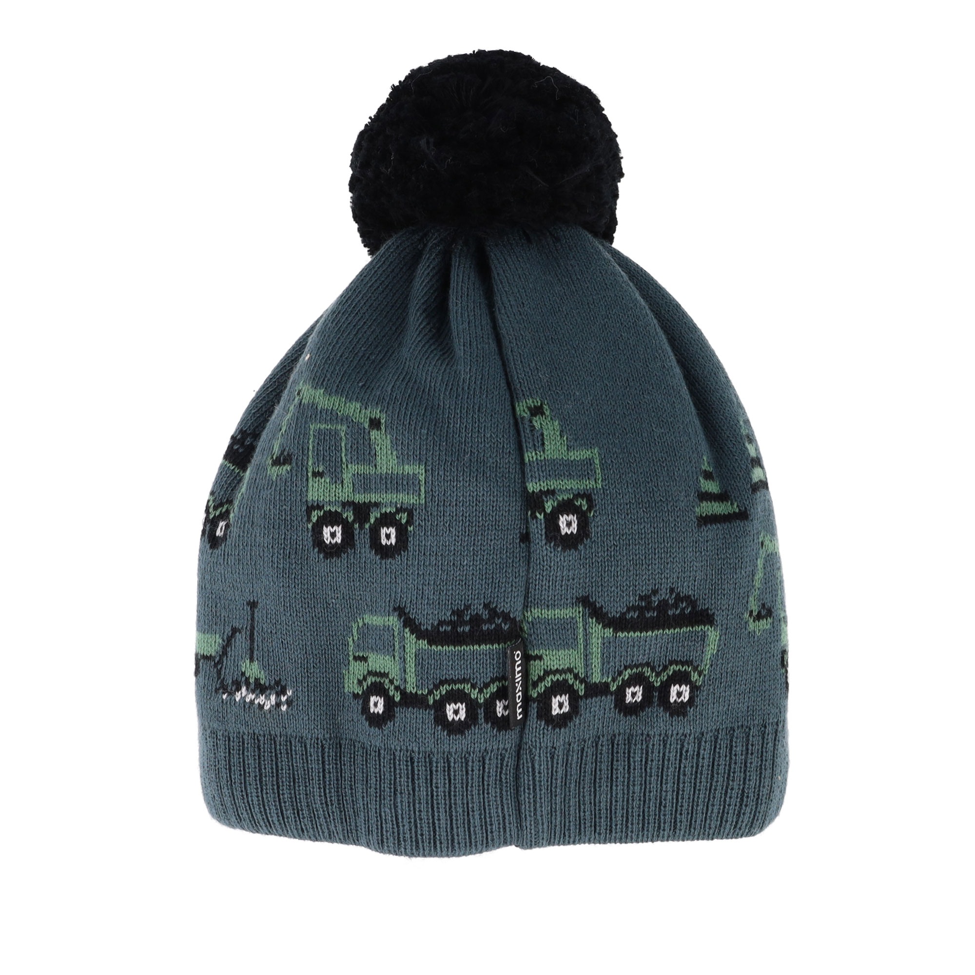 MAXIMO Strickmütze Baumwolle, gefüttert, kontrastfarbener Bommel, Motiv