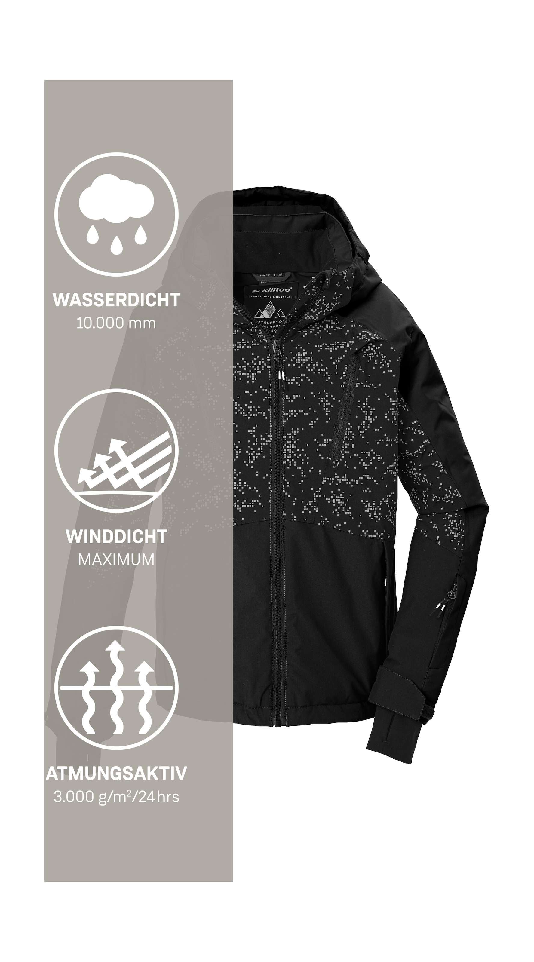 Killtec Skijacke »KSW 208 BYS SKI JCKT« Wind- und wasserdicht, Schneefang, All-over-Print