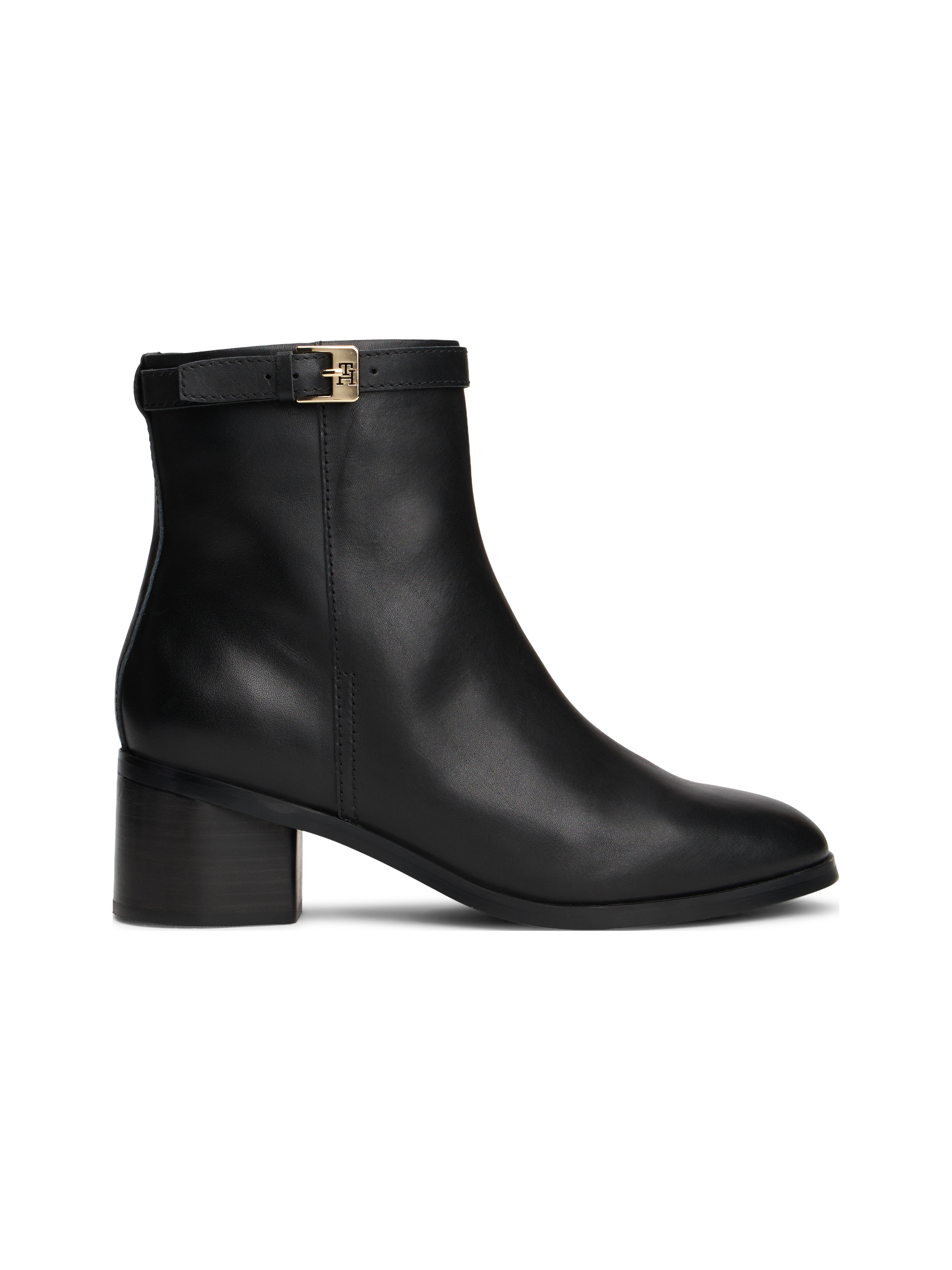 Tommy Hilfiger Stiefelette »TH BUCKLE RIDING MID HEEL BOOTIE«, Blockabsatz, Businesschuh in schmaler Form