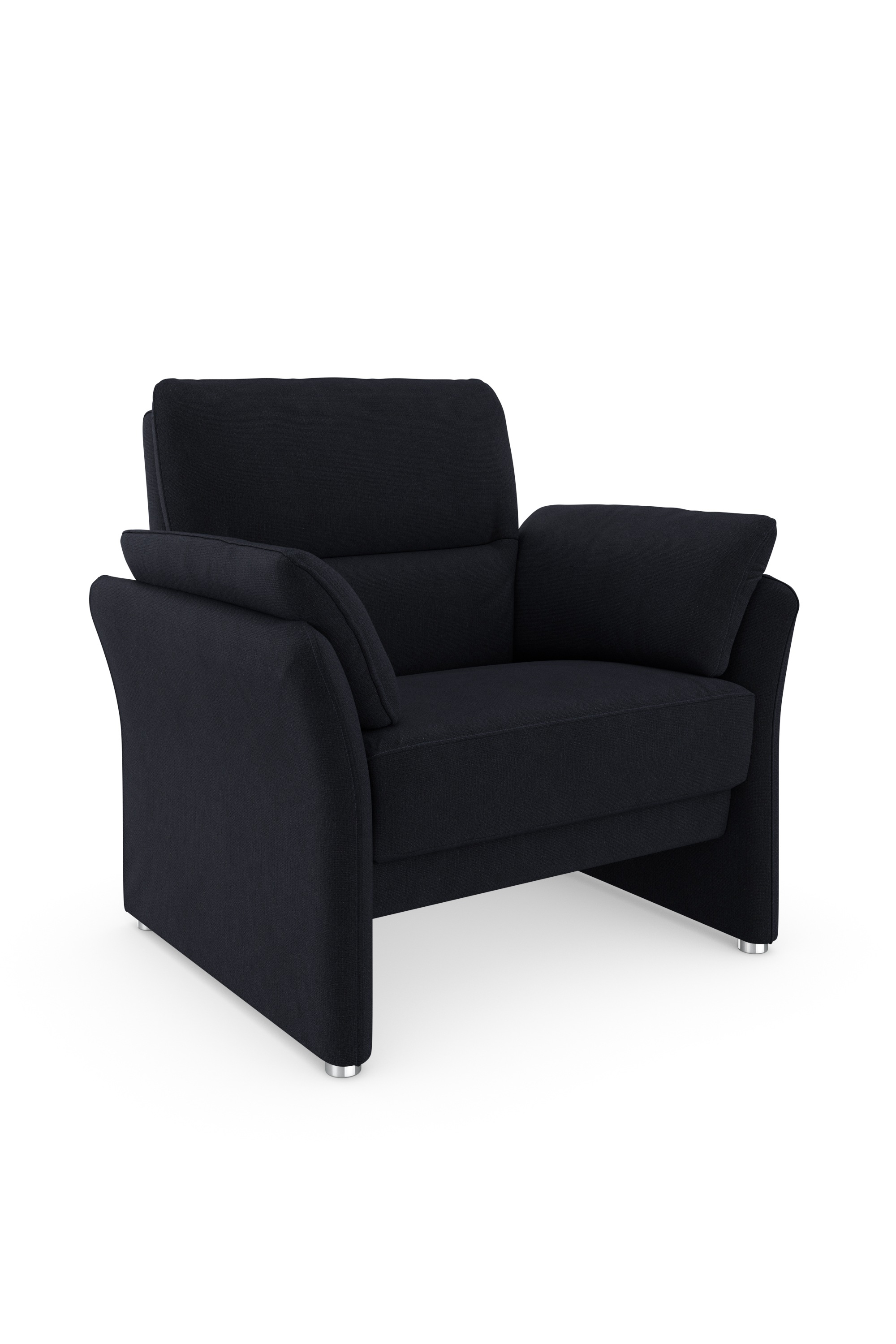 DOMO collection Sessel »Pina elegant und zeitloser Clubsessel, bequemer Cocktailsessel«, Hoher Sitzkomfort, Microfaser hochflorig, dunkelblau