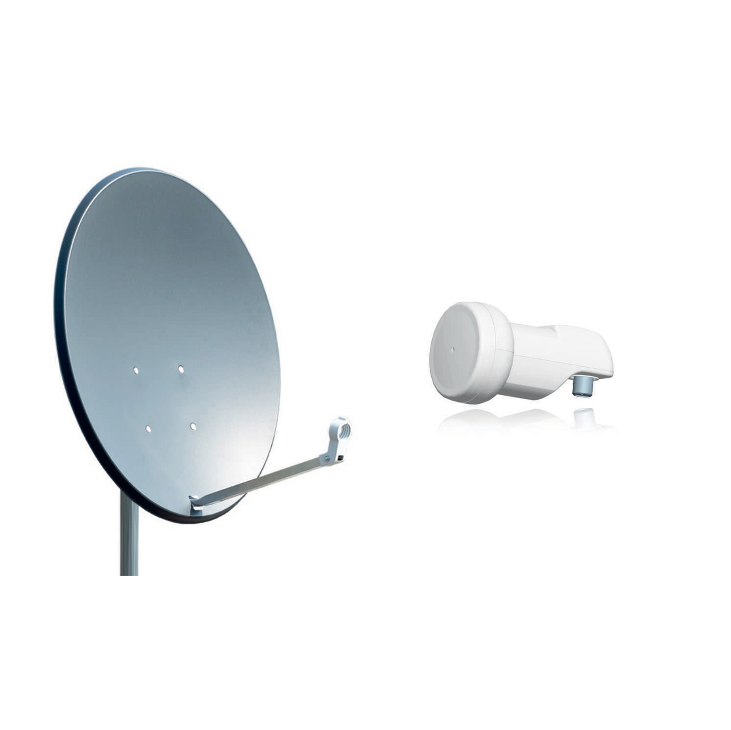 X80 Stahl anthrazit und Single LNB Sat Anlage Sat-Spiegel