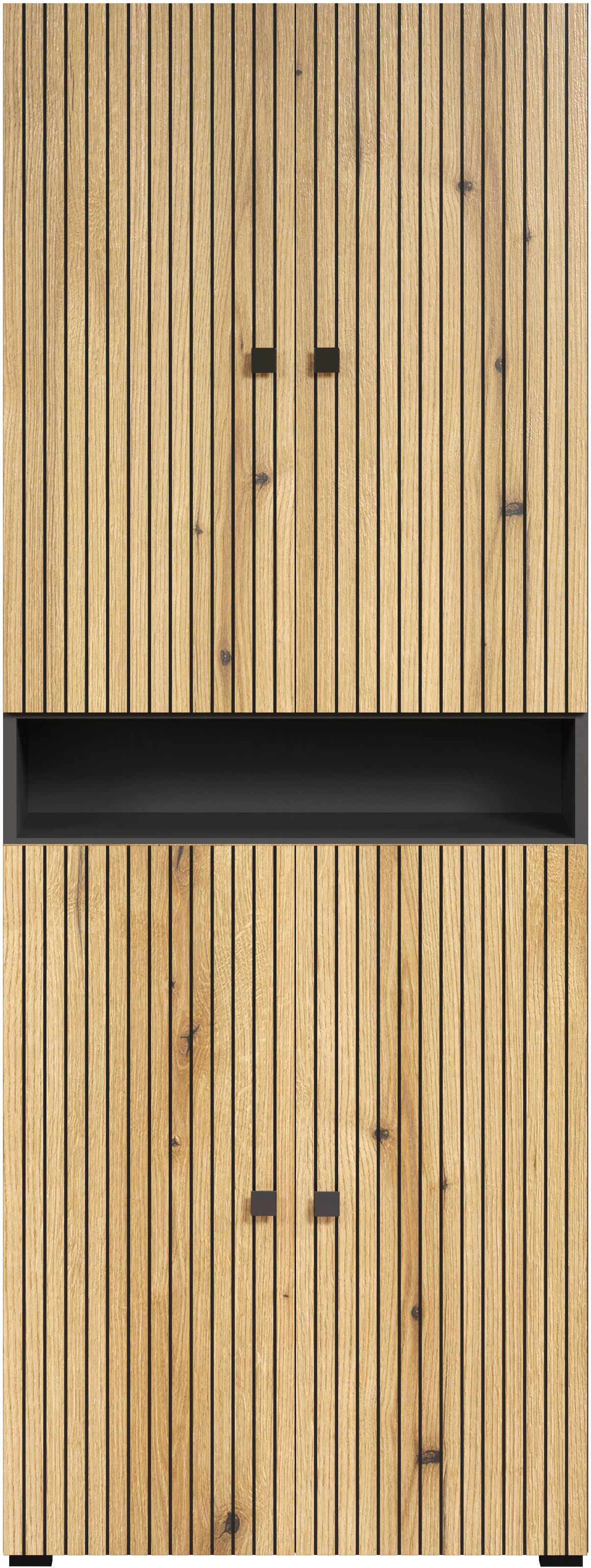 welltime Hochschrank »Amrum«, (1 St.), Breite 40cm, geräumiger Hochschrank Eiche Rillenoptik Badschrank