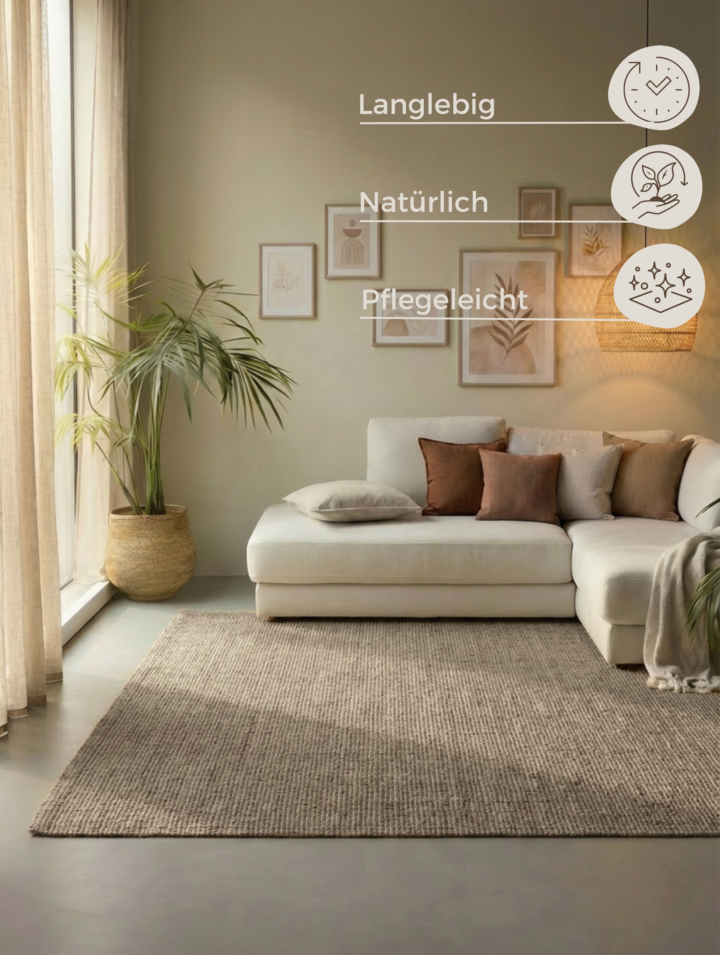 HANSE Home Teppich »Jaipur  Juteteppich,  als Läufer und in Rund« rechteckig 10 mm Höhe 100% Naturfaser, Wohnzimmer, Esszimmer, Schlafzimmer, GRS