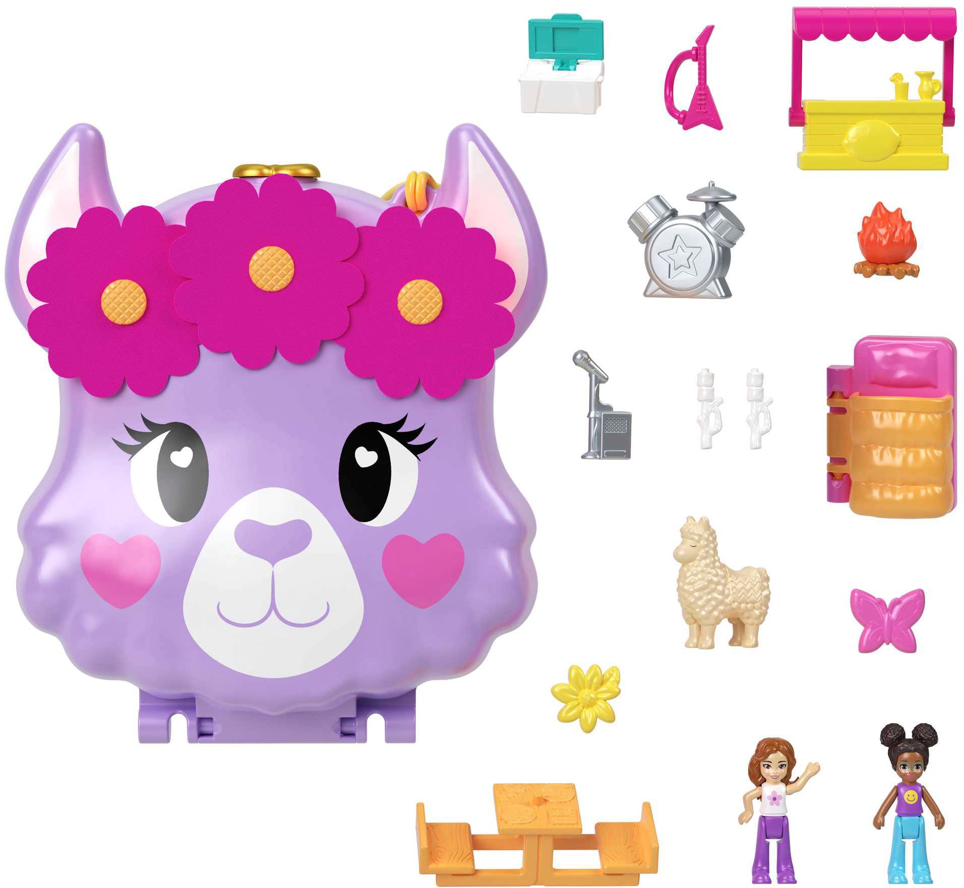 Polly Pocket Spielwelt »Camp Abenteuer Lama Schatulle«, mit 2 Puppen und Zubehör