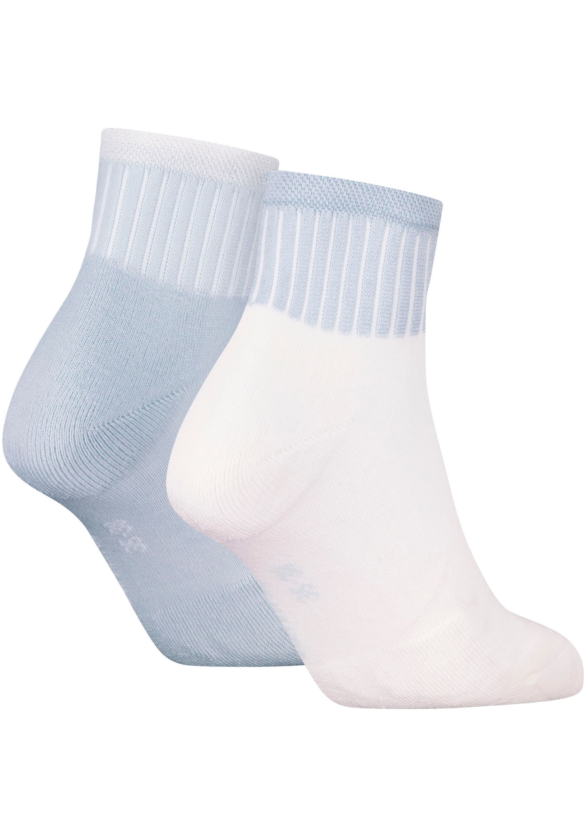 Calvin Klein Jeans Socken »CKJ WOMEN QUARTER 2P GLOSSY RIB«, (2 Paar), mit dezentem Logo-Design