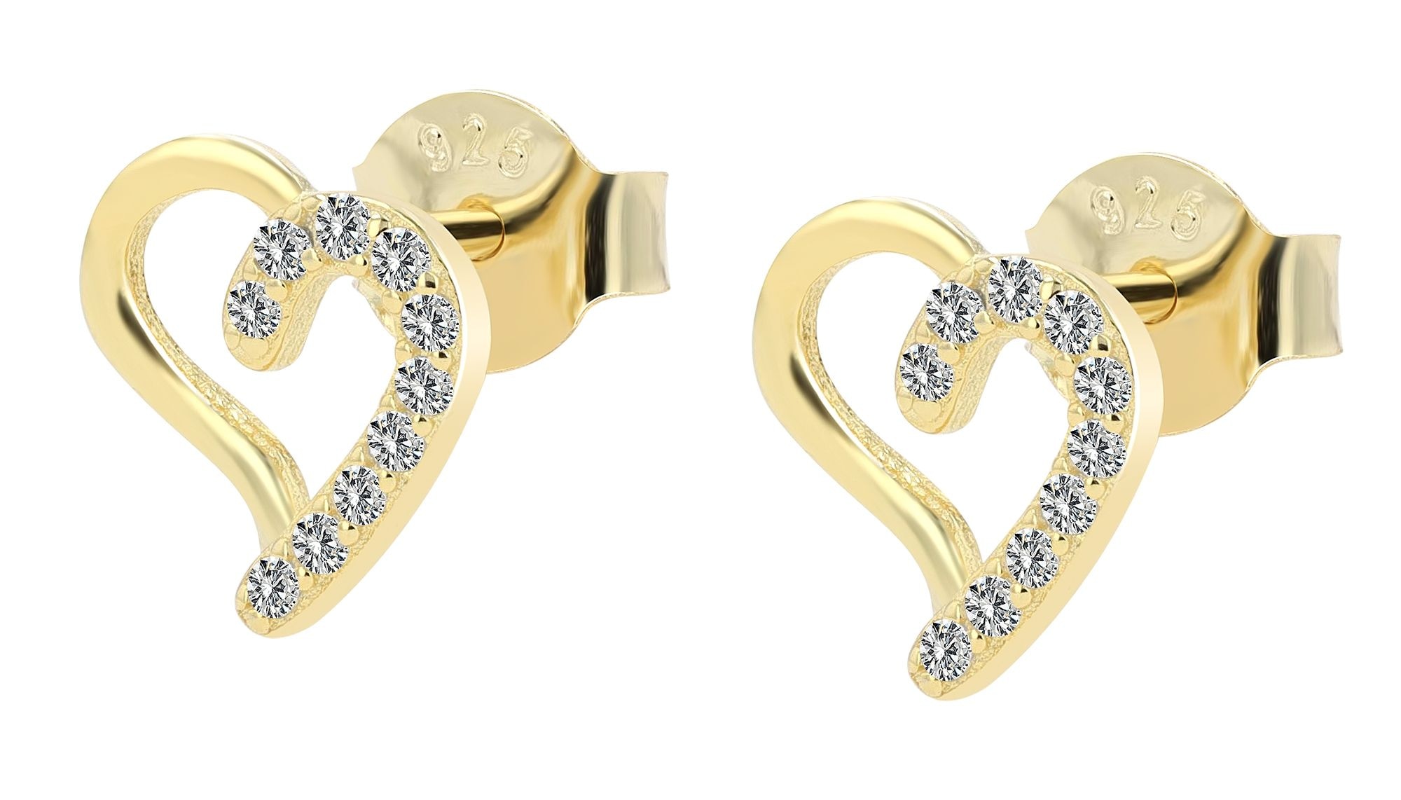 Adelia´s Paar Ohrstecker »Damen Ohrringe ¿ Ohrstecker Herz aus 925 Silber mit Zirkonia«