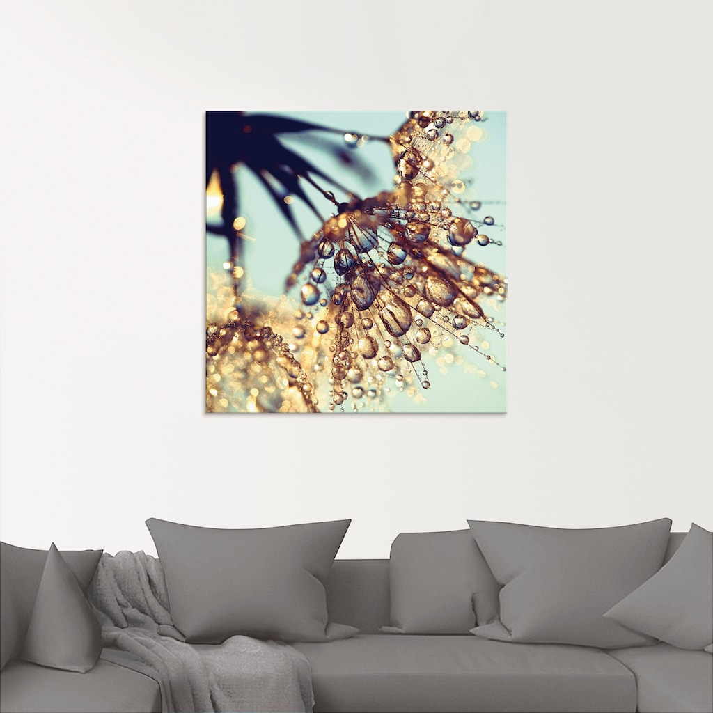 Artland Glasbild »Pusteblume Goldener Regen«, Blumen, (1 St.)