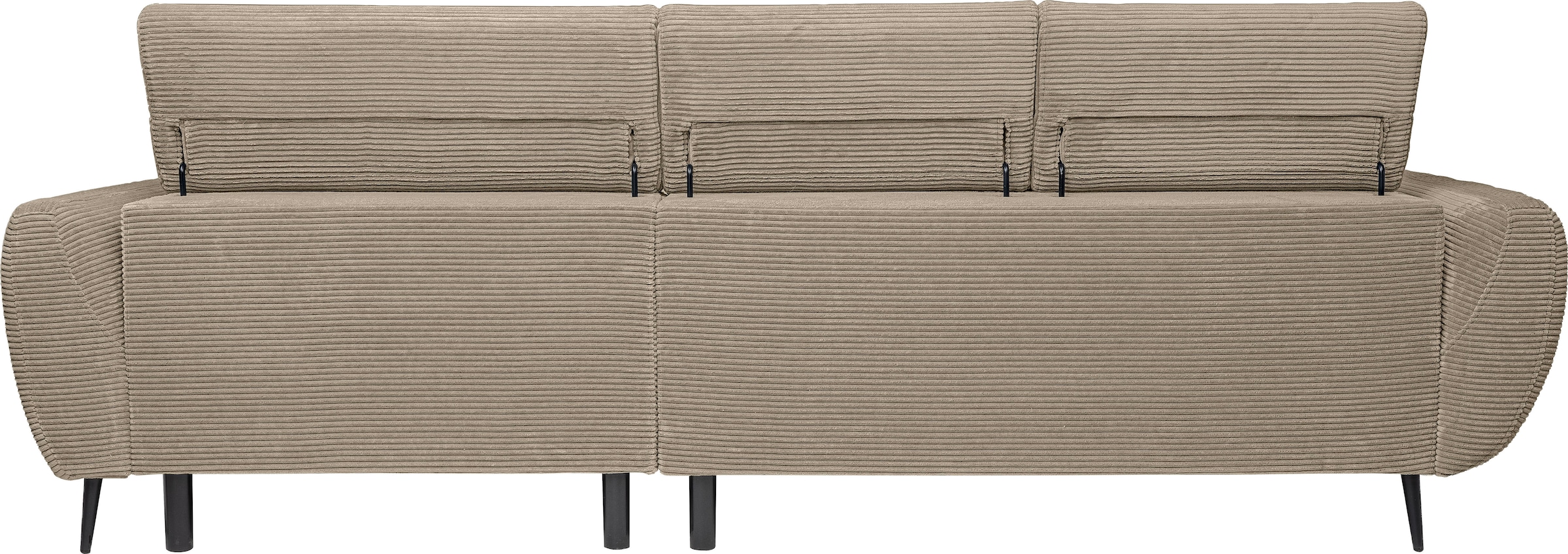 WERK2 Ecksofa »Alisson Sitztiefe elektrisch verstellbar & 3 verstellbaren Kopfstützen« Schwebendes L-Form Sofa in Cord, 15 cm bodenfrei (saugrobotergeeignet)