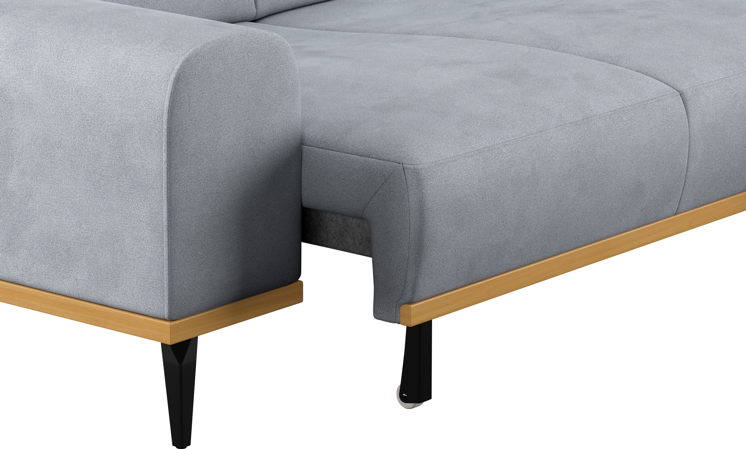 Places of Style Ecksofa »Carlo L-Form«, mit Kopfteilverstellung & Holz-Rahmenoptik, wahlweise Relaxfunktion