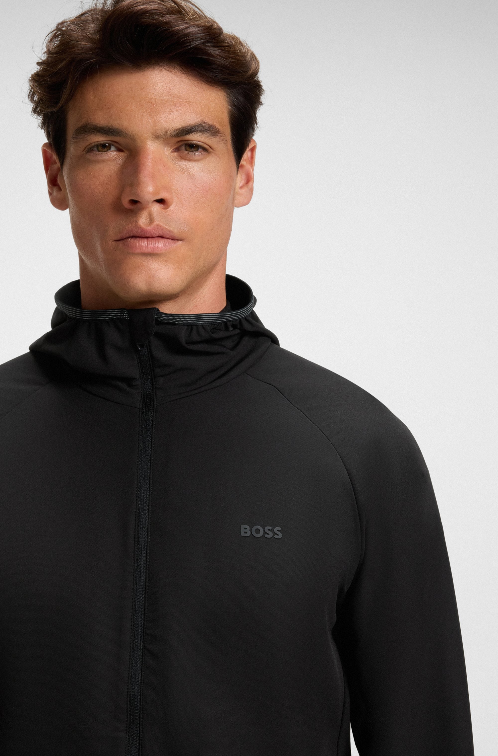 BOSS GREEN Funktionsjacke »L Commuter«, mit Kapuze, wasserabweisend Funktionsjacke mit gummiertem Label 4 Wege Stretch