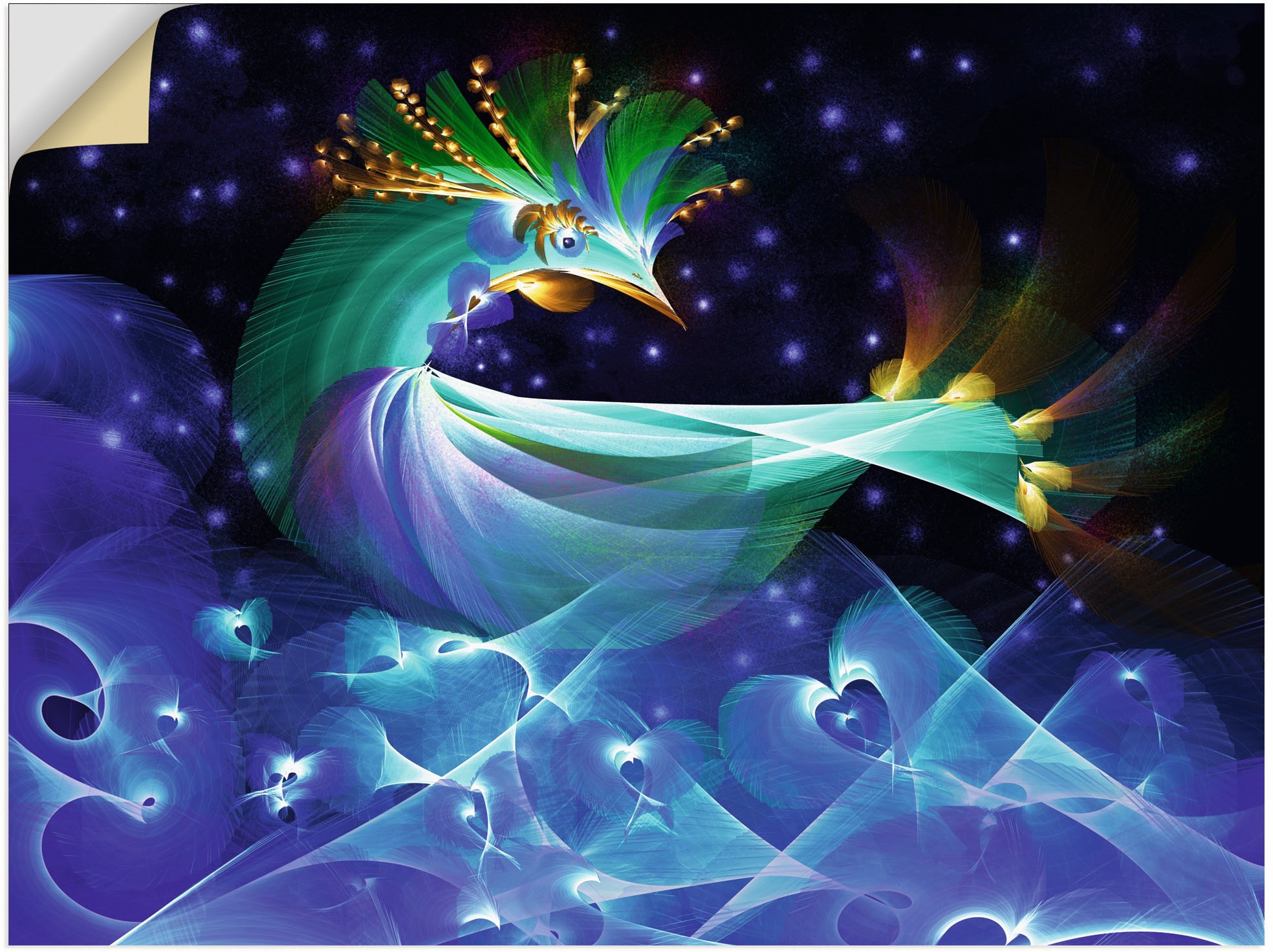 Artland Wandbild »Zaubervogel im Meer der Herzen«, Animal Fantasy, (1 St.),  als Alubild, Leinwandbild, Wandaufkleber oder Poster in versch. Größen  bestellen bei OTTO