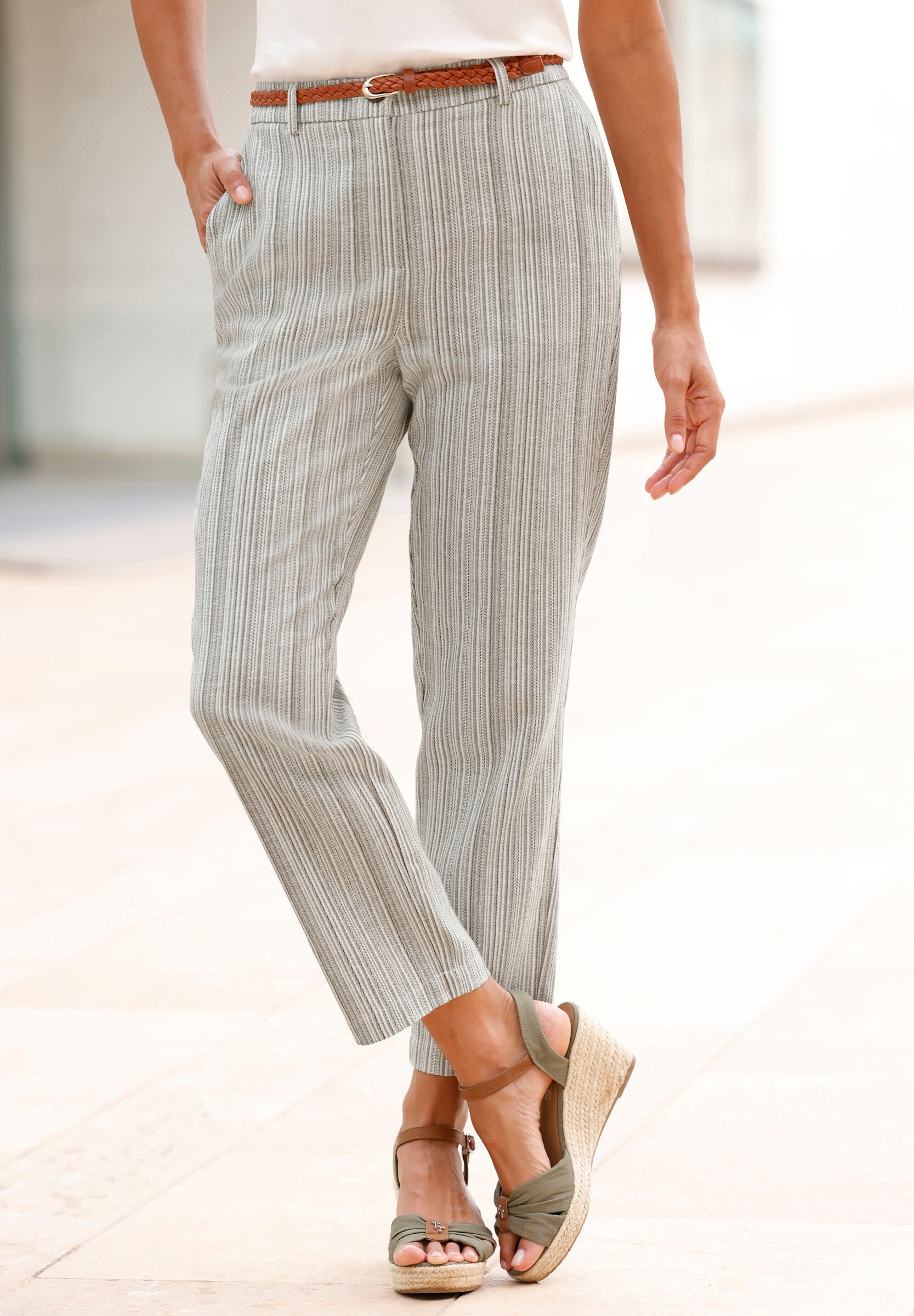 Witt Funktionshose »Jacquard-Hose Leinenhose mit Jacquard-Muster«