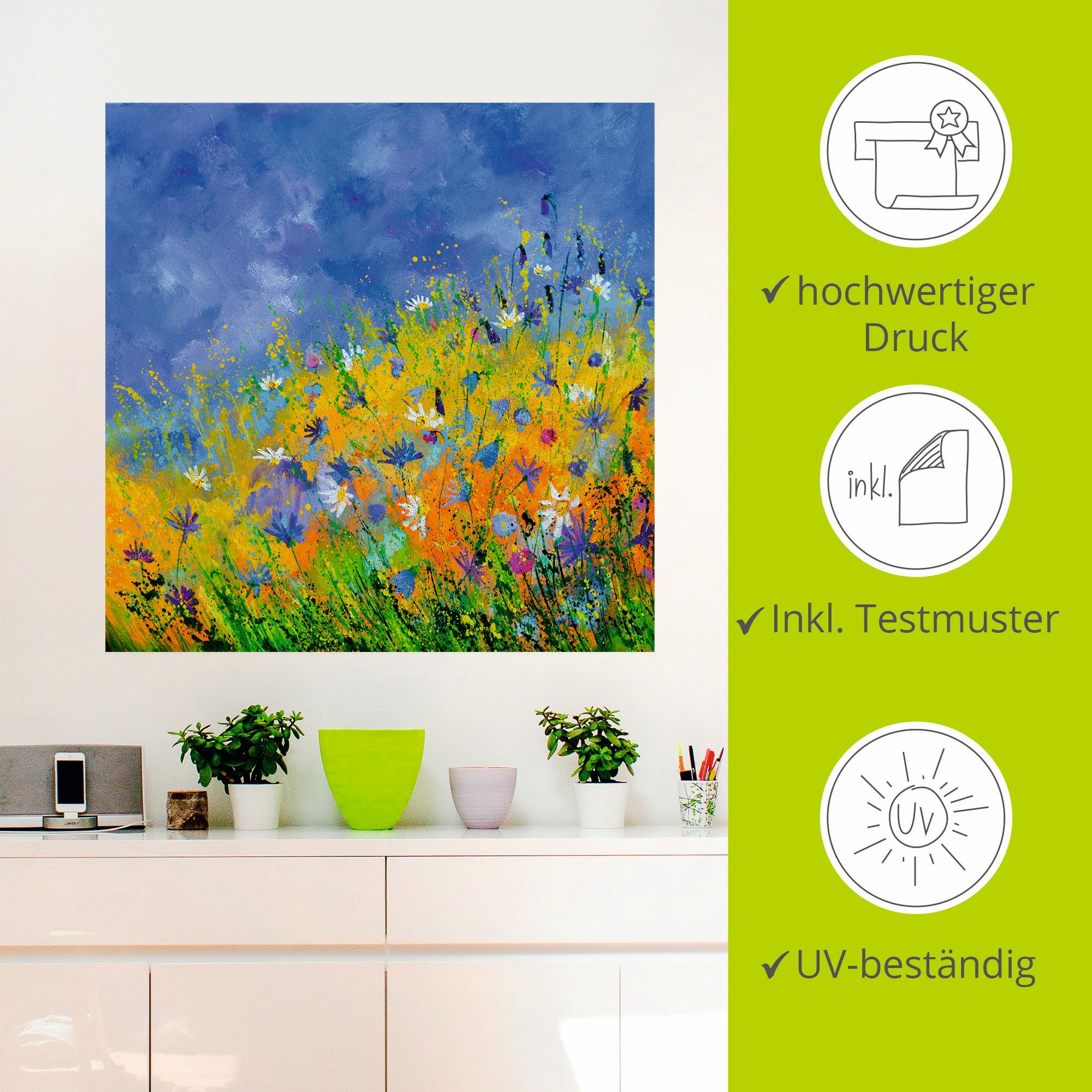 Artland Wandbild »Wildblumen«, Blumenwiese, (1 St.), als Leinwandbild, Wandaufkleber in verschied. Größen