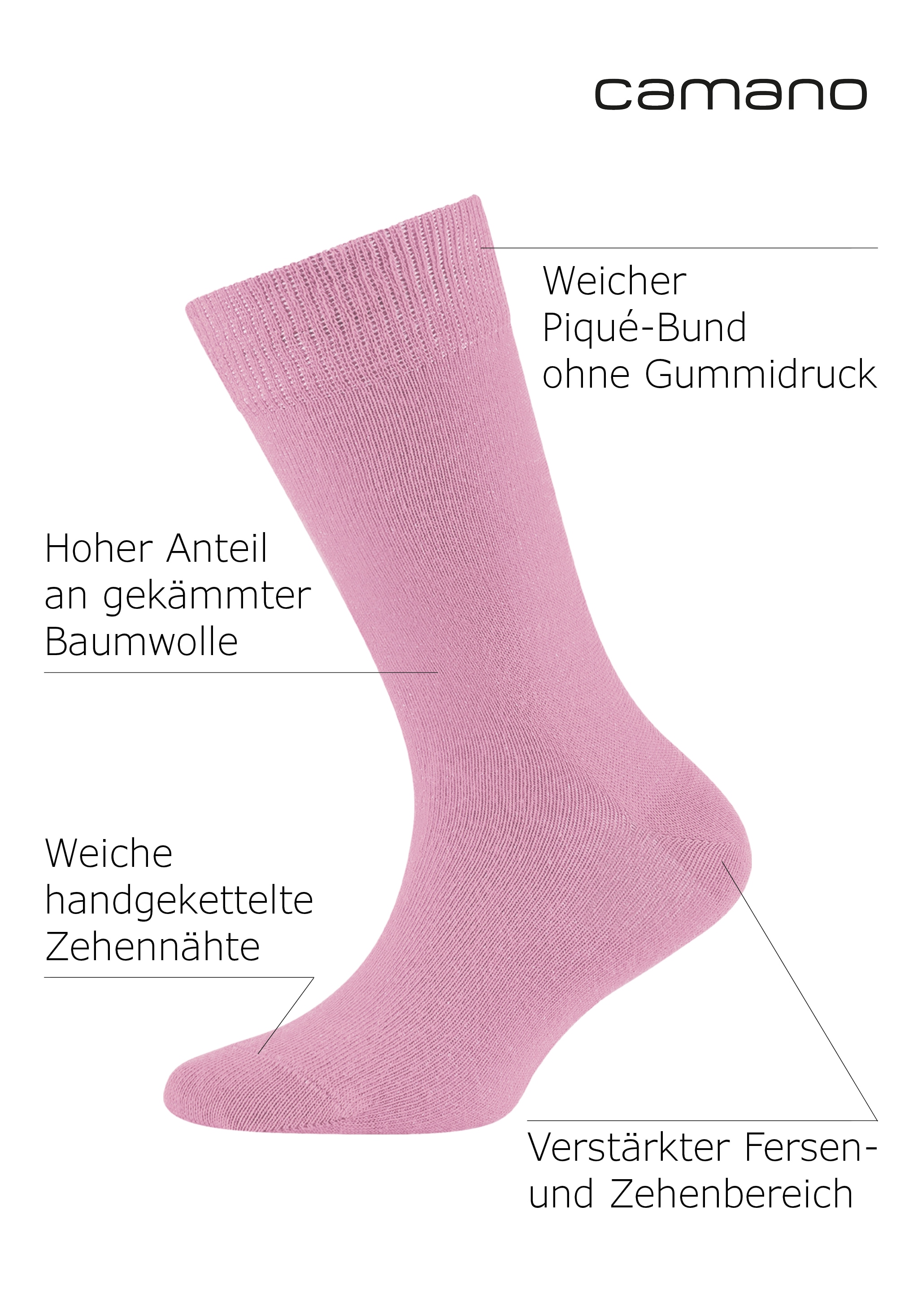 Camano Socken »ca-soft« 6 Paar,  mit Komfortbund und gepolsterten Zehen-/Fersenbereich
