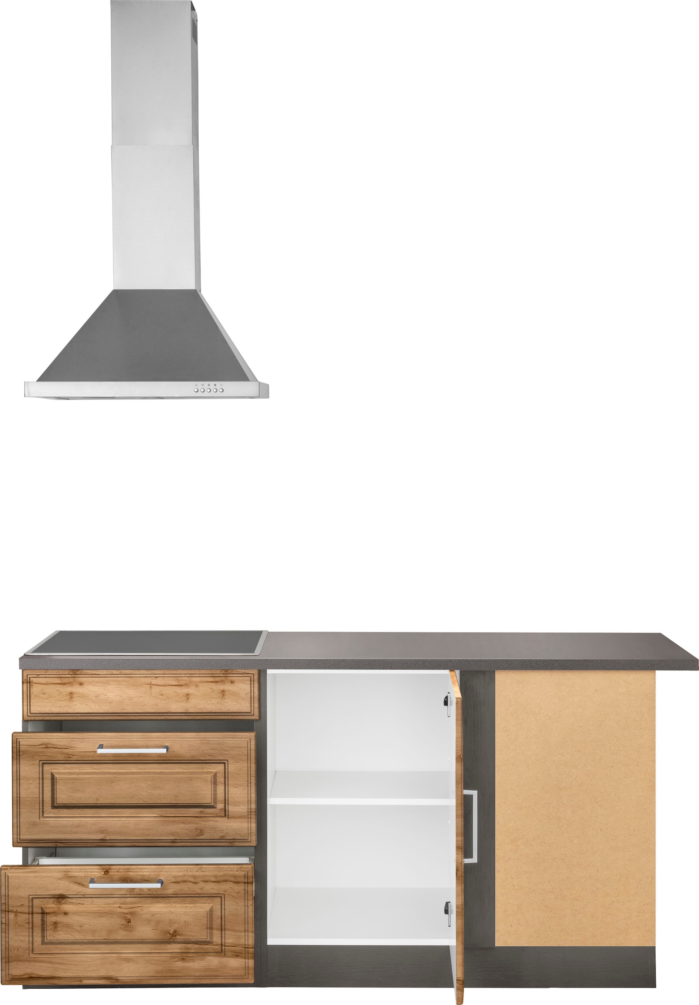 KOCHSTATION Winkelküche »KS-Stockholm«, Stellbreite 230/170 cm, mit hochwertigen MDF Fronten im Landhaus-Stil